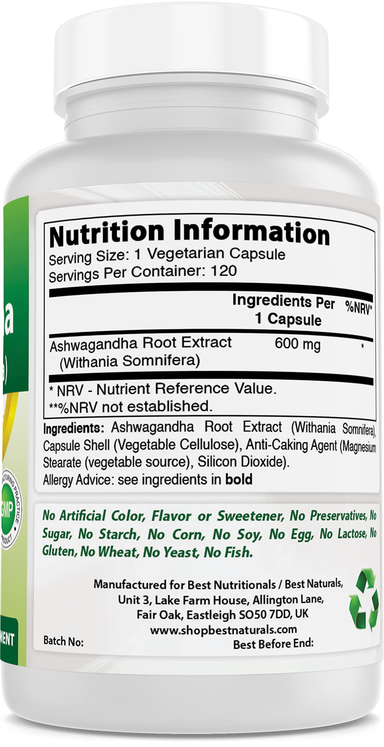Best Naturals Ashwagandha Capsules 120 Count