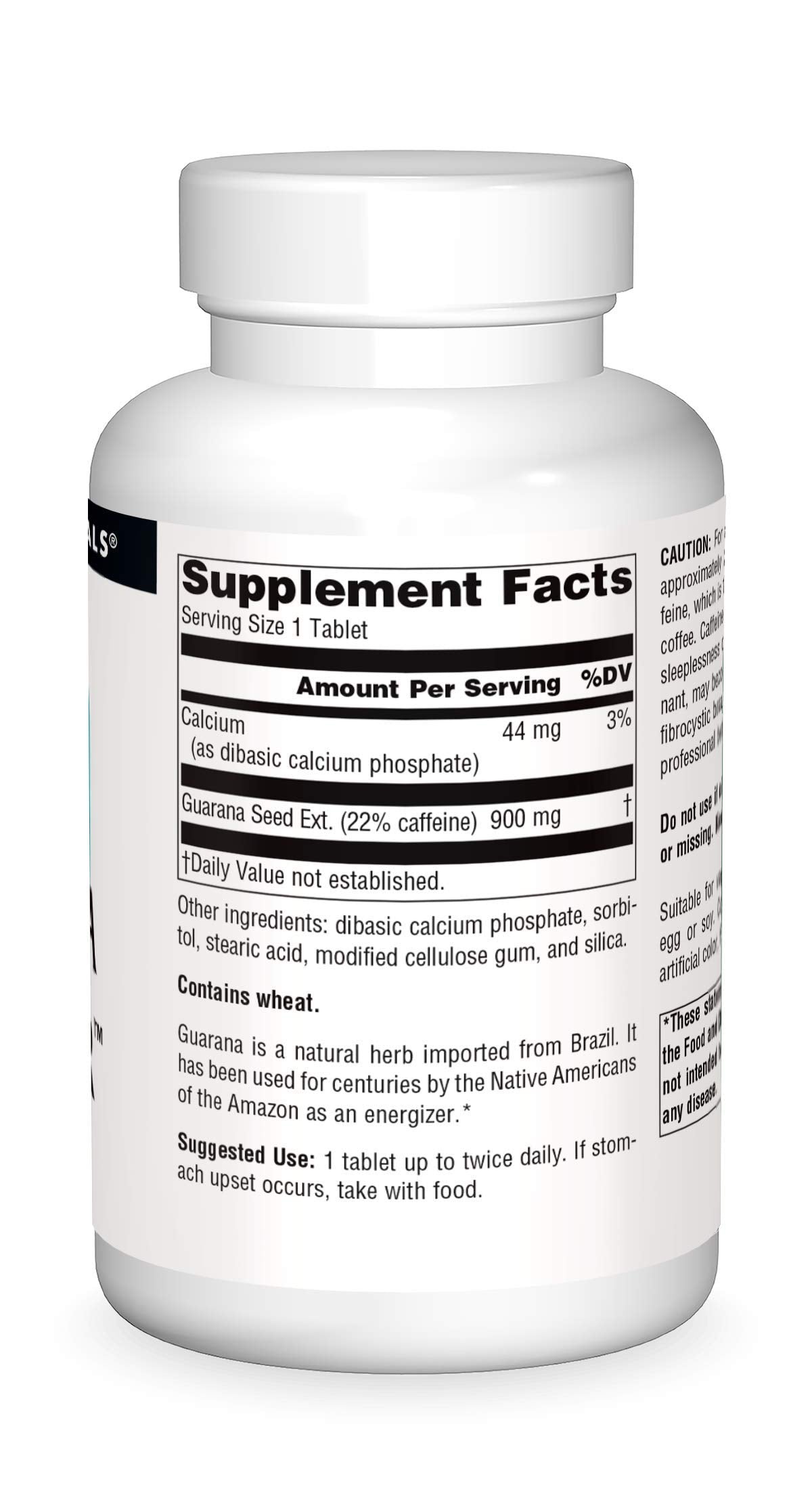 Source Naturals Guarana Energizer 900 mg Caffeine and Energy, Tablet, 200 Tablets