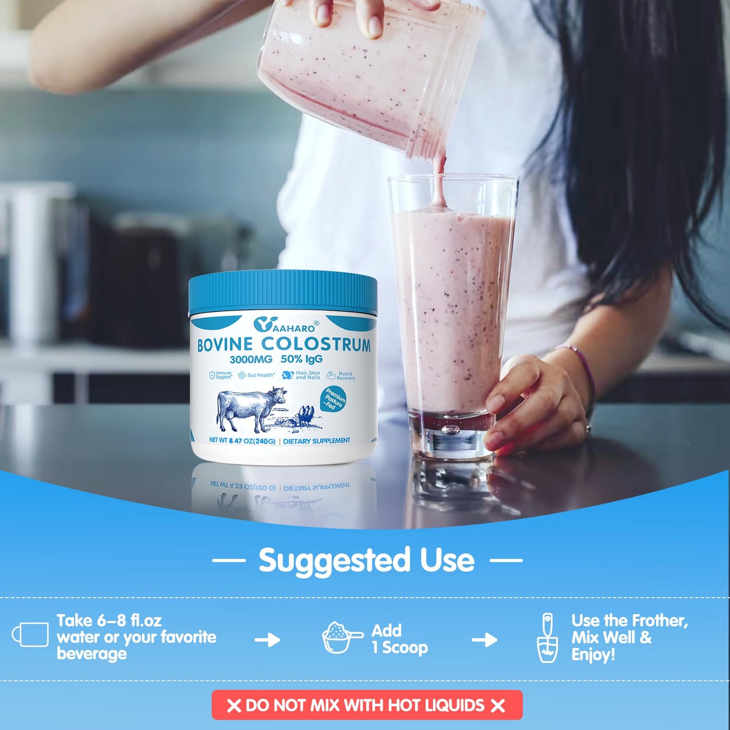 YAAHARO Bovine Colostrum Powder 8.47 oz