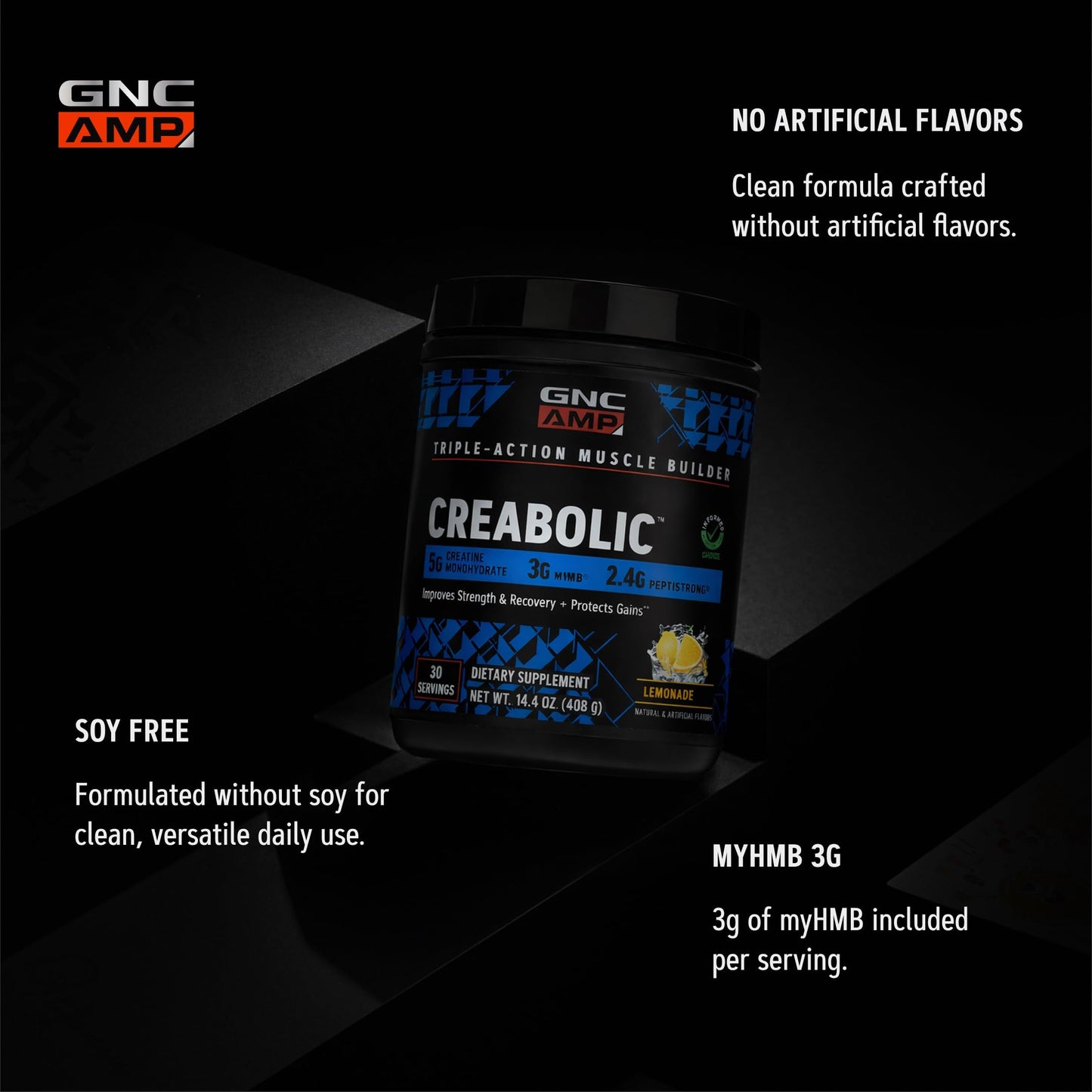 GNC AMP Creabolic Creatine Monohydrate Powder 14.4 Ounce