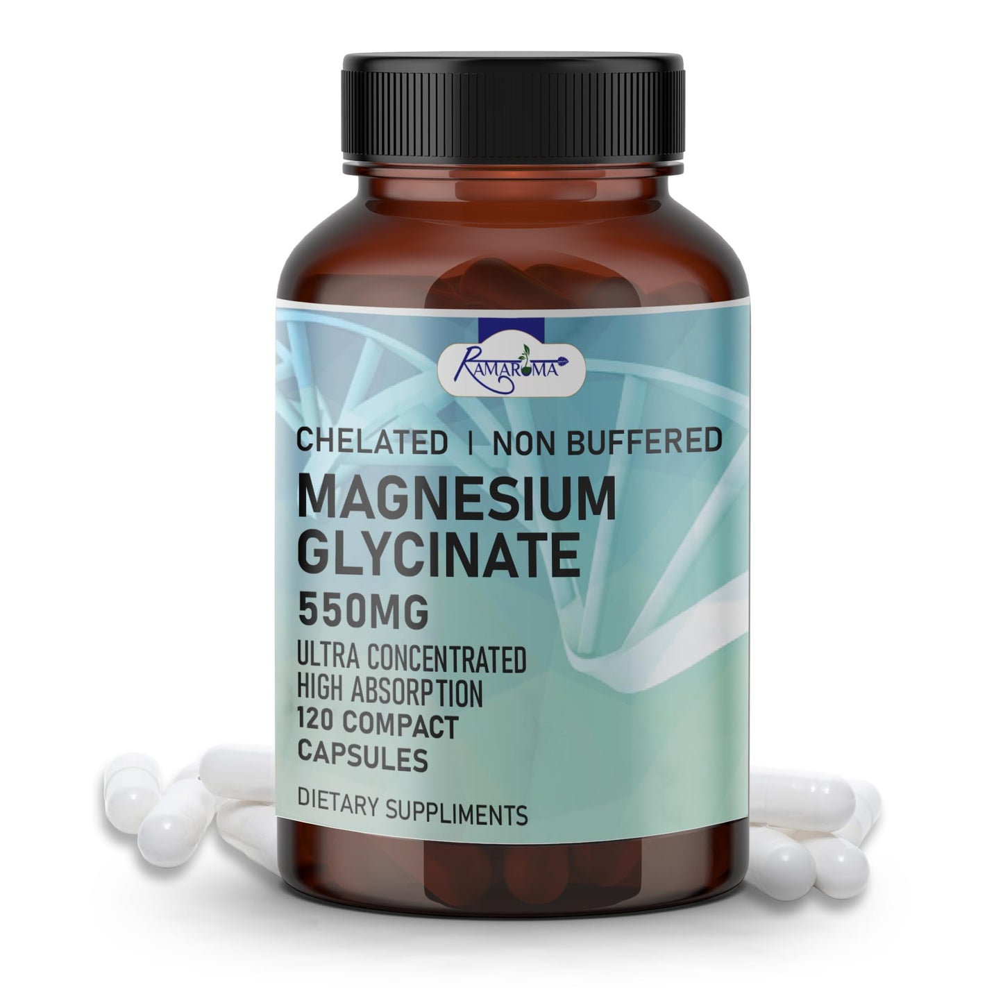 Ramaroma Pure Magnesium Glycinate 550 mg Capsules 120 Count