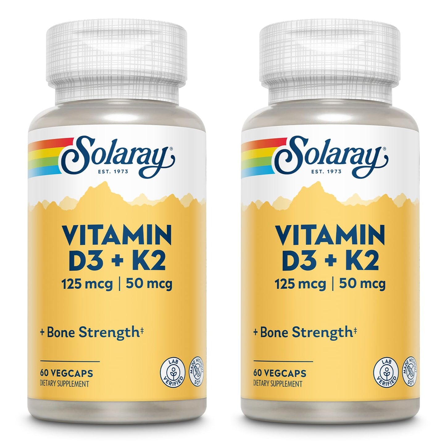 SOLARAY Vitamin D3 + K2, 120 Capsules