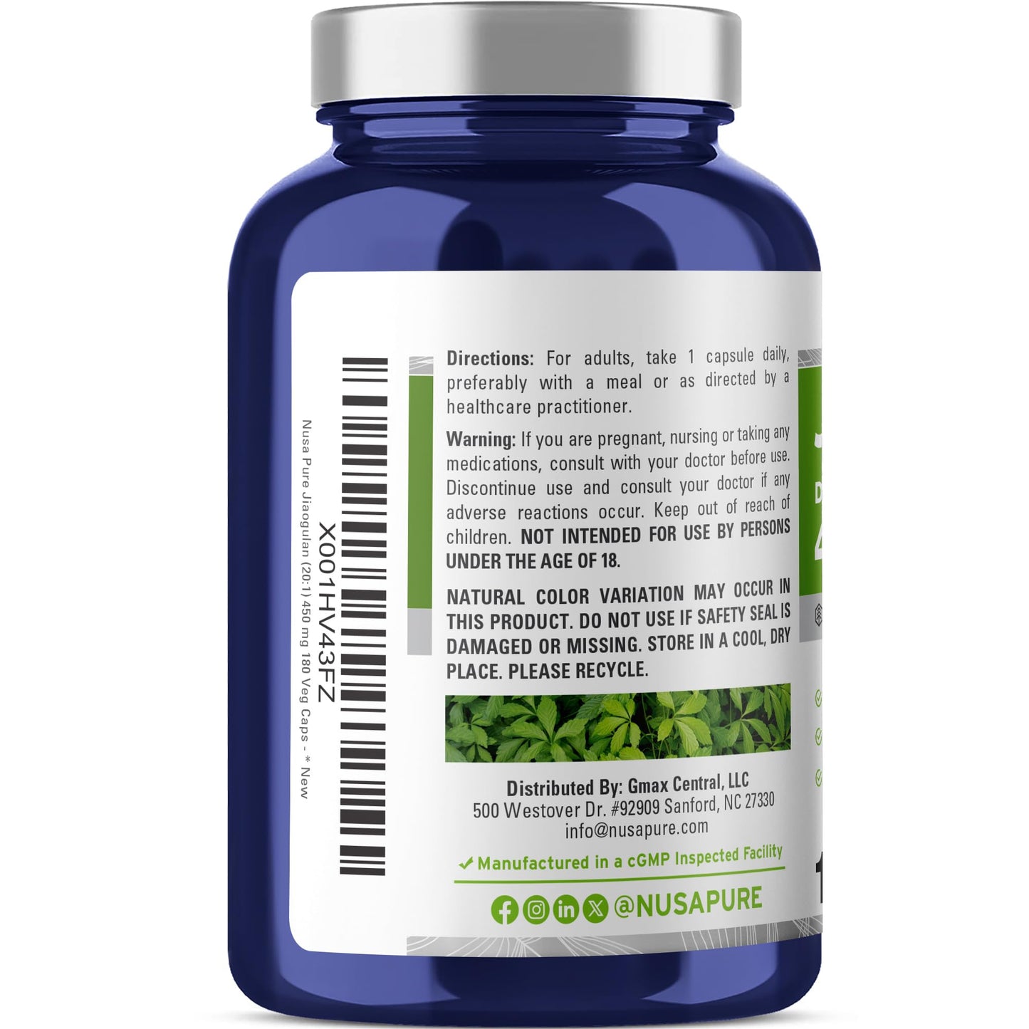 NusaPure Jiaogulan Capsules, 180 Count