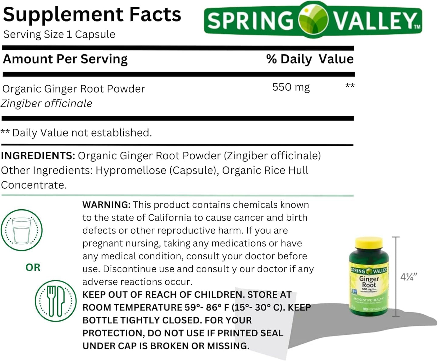 BASKETGOODS Ginger Root 550mg Capsule, 2 Count
