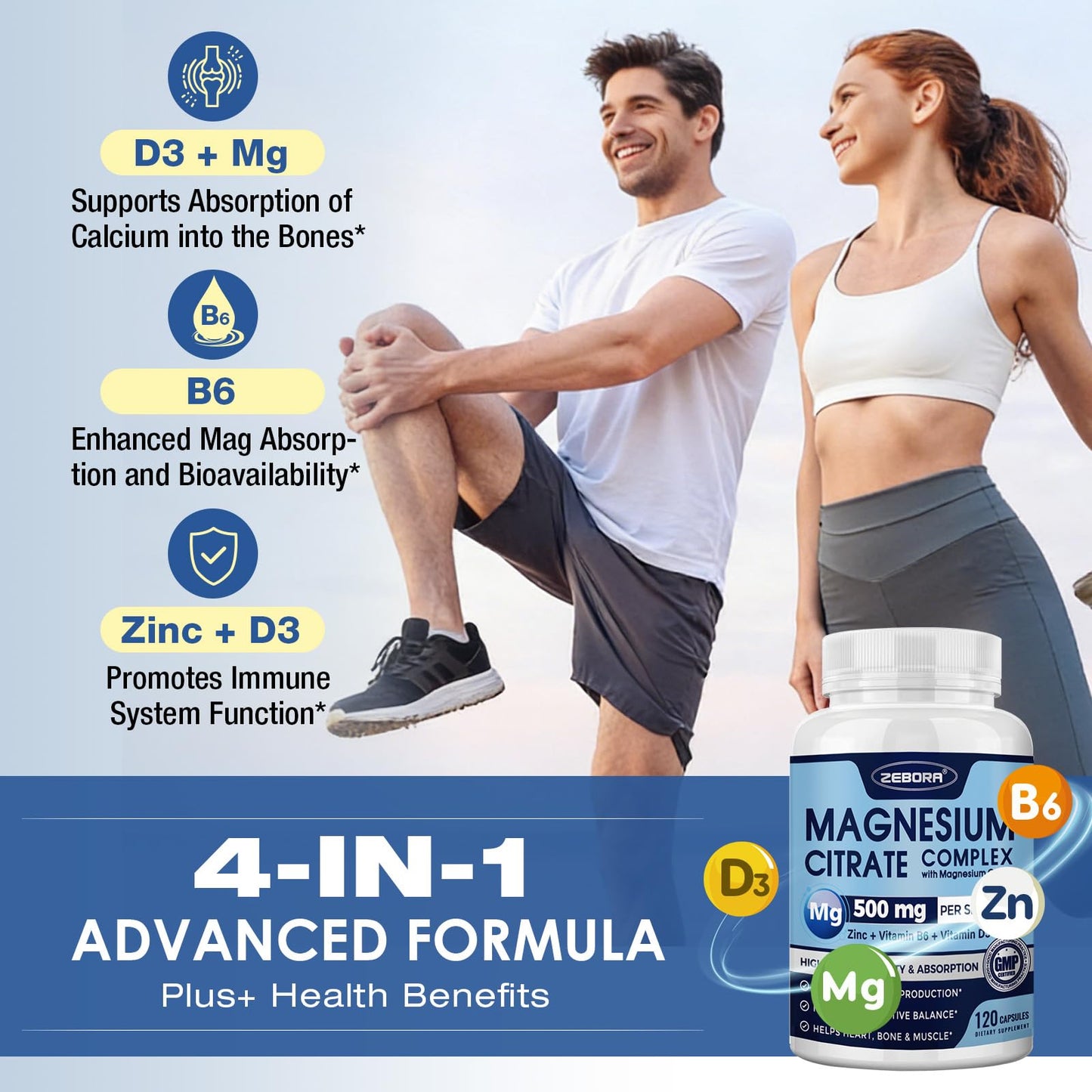 ZEBORA Magnesium Citrate 500mg Capsules, 120 Capsules