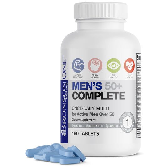 Bronson ONE Daily Mens 50+ Complete Multivitamin Multimineral Tablets, 180 Count