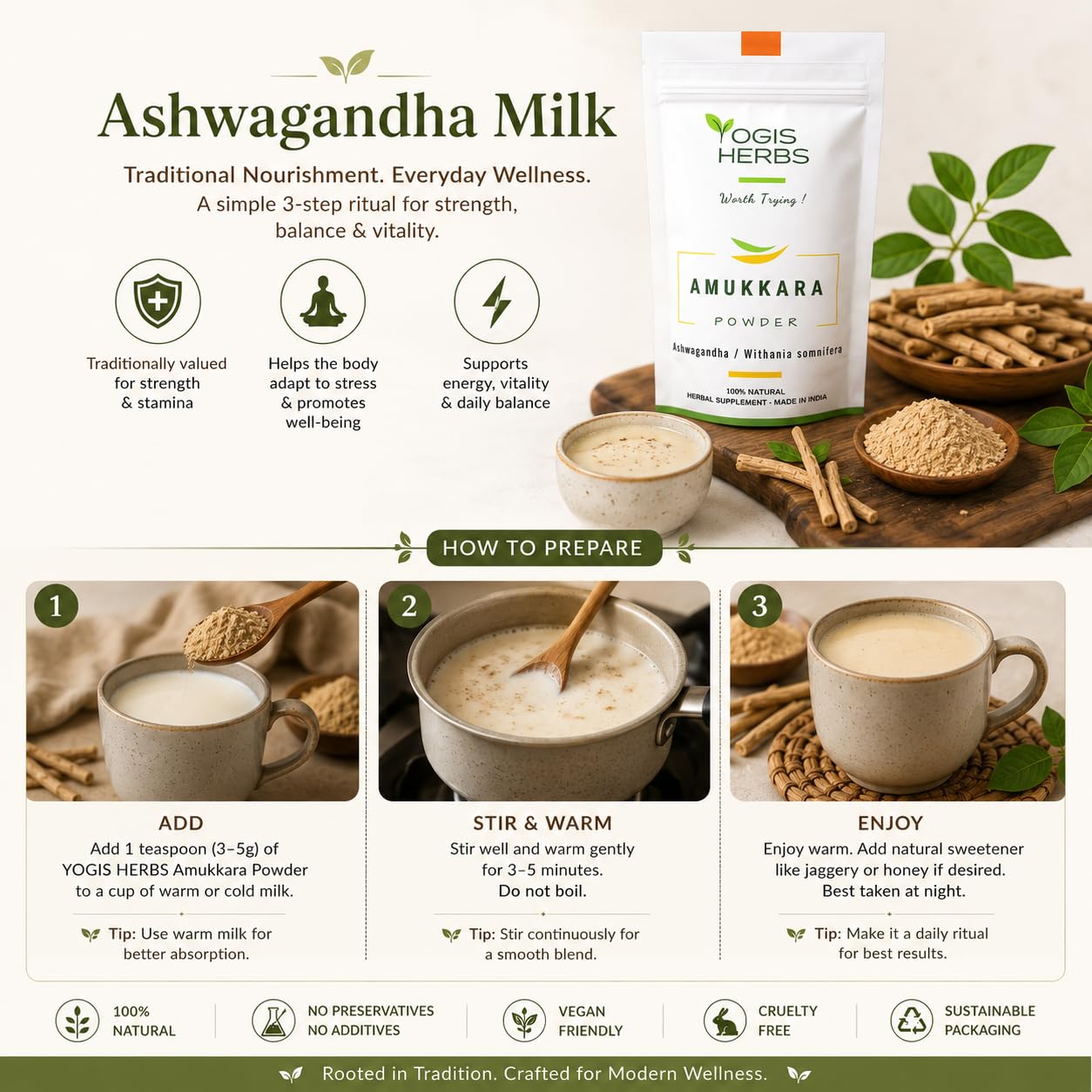 YOGIS HERBS Ashwagandha Root Powder, 16 oz