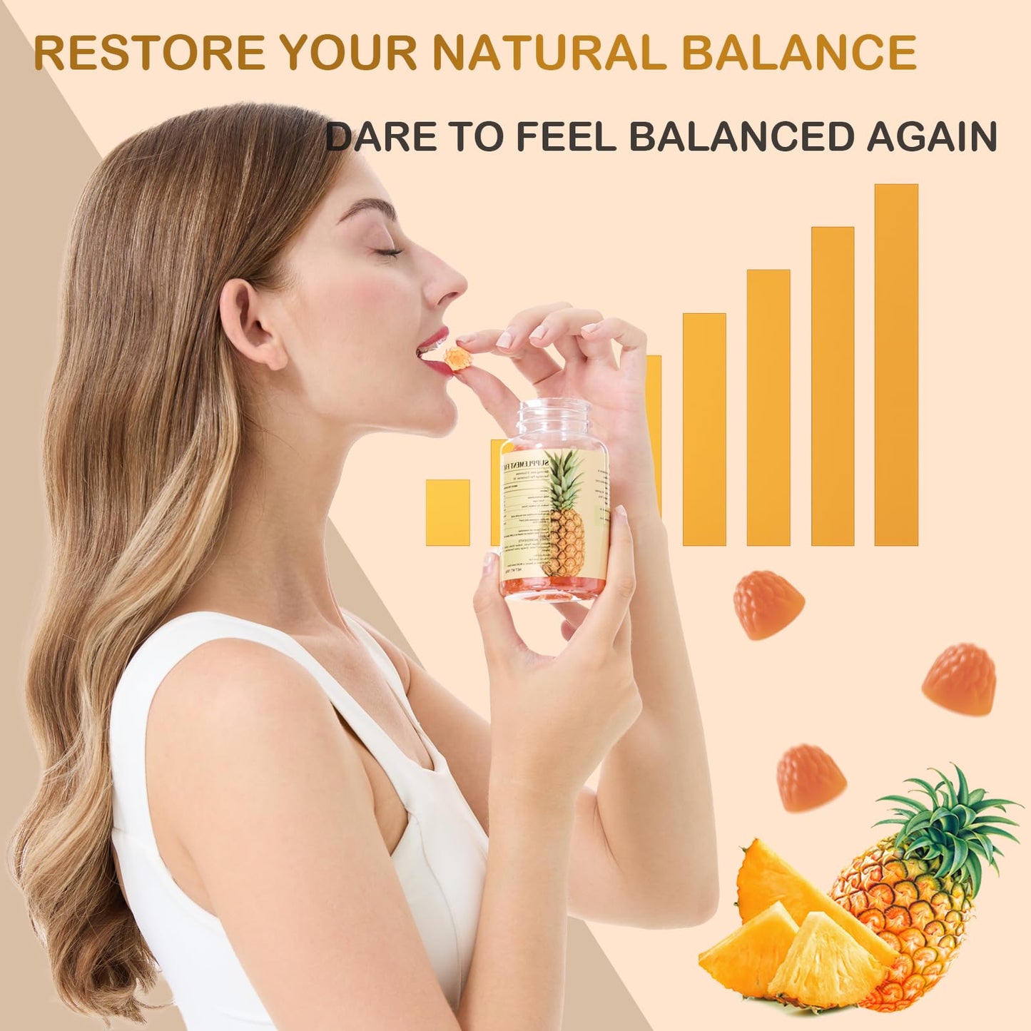 MATOP Feminine Balance Gummies for Women – Vaginal Probiotic Pineapple – 90 Gummies