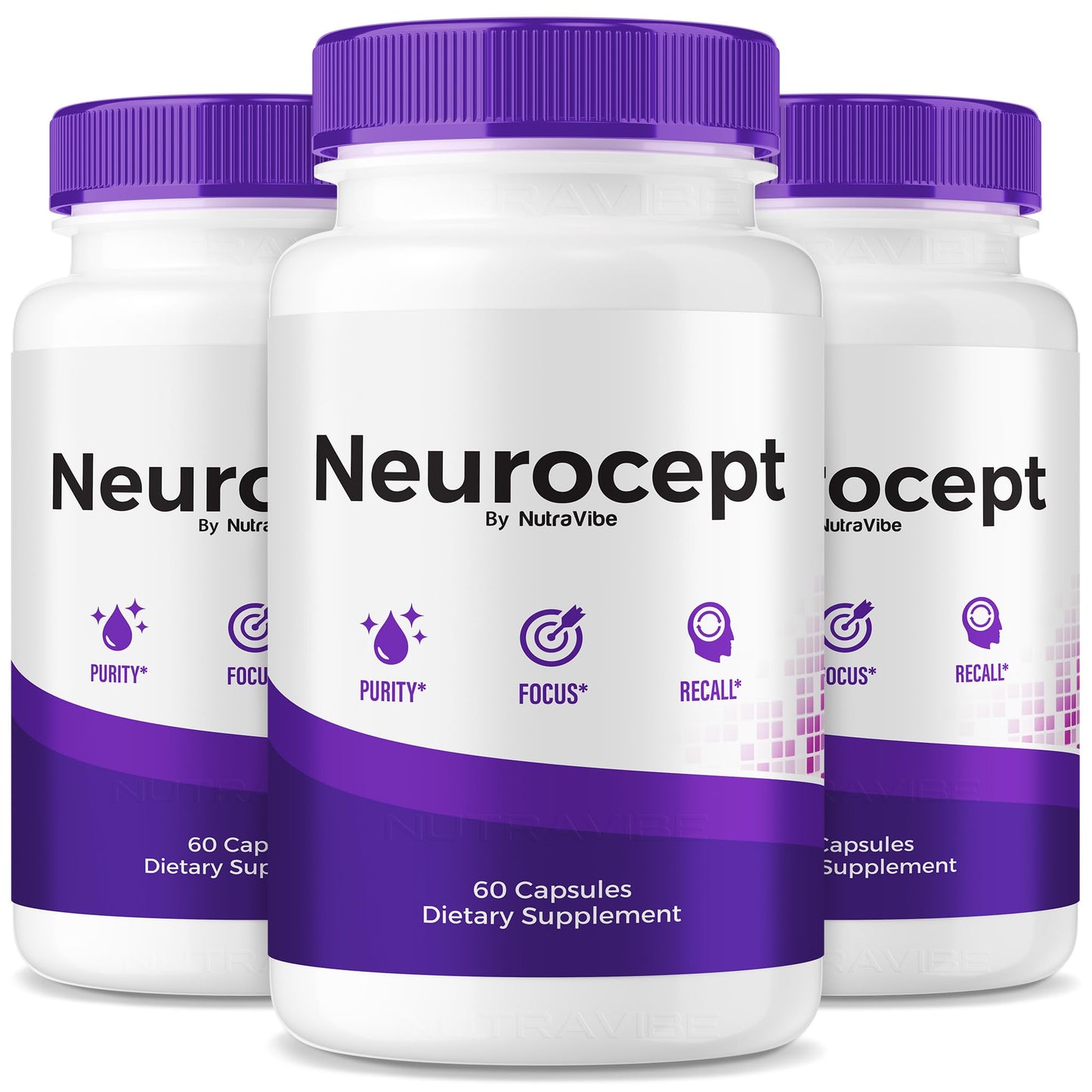 NutraVibe Neurocept Brain Supplement and Concentration Support Formula 180 Capsules