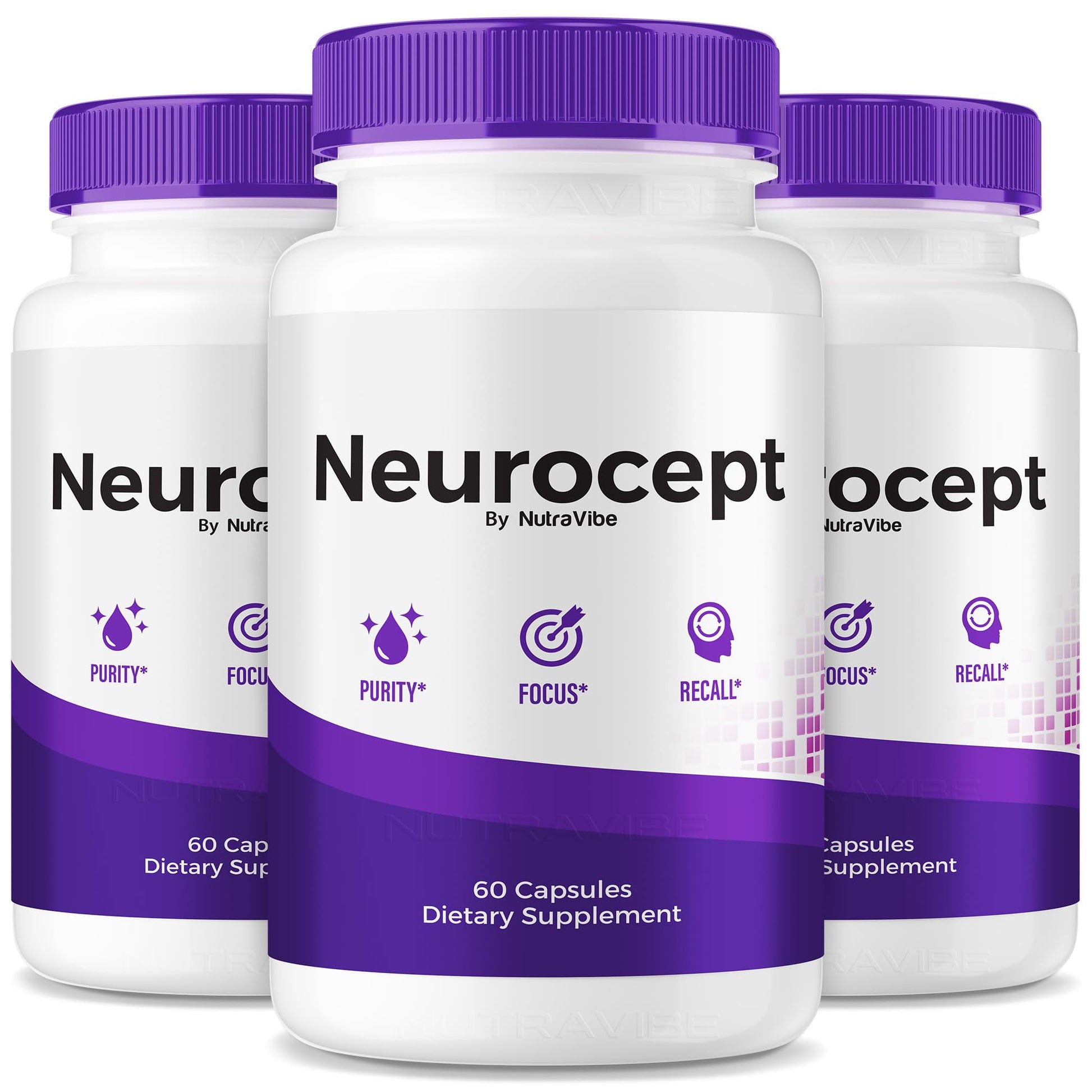 NutraVibe Neurocept Brain Supplement and Concentration Support Formula 180 Capsules