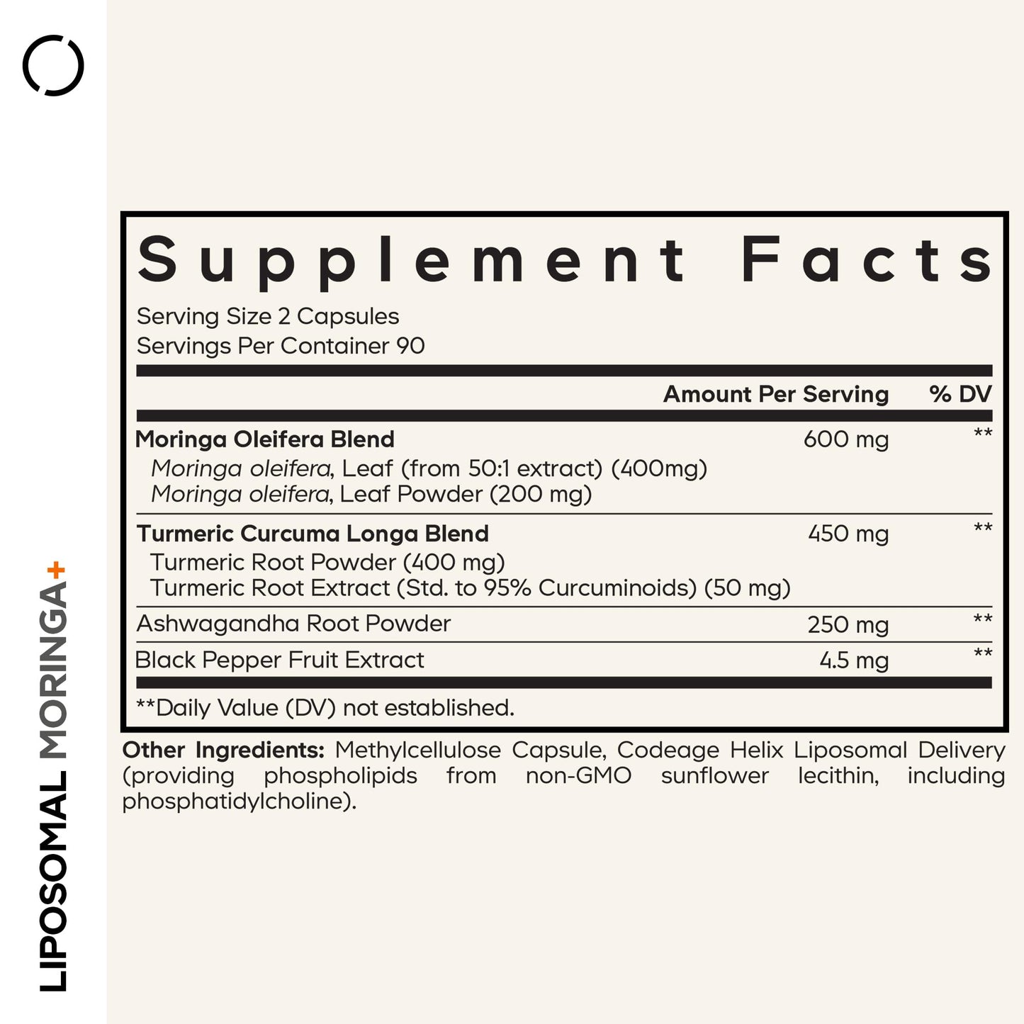 Codeage Liposomal Moringa+ Supplement, Turmeric, Ashwagandha 180 Capsules