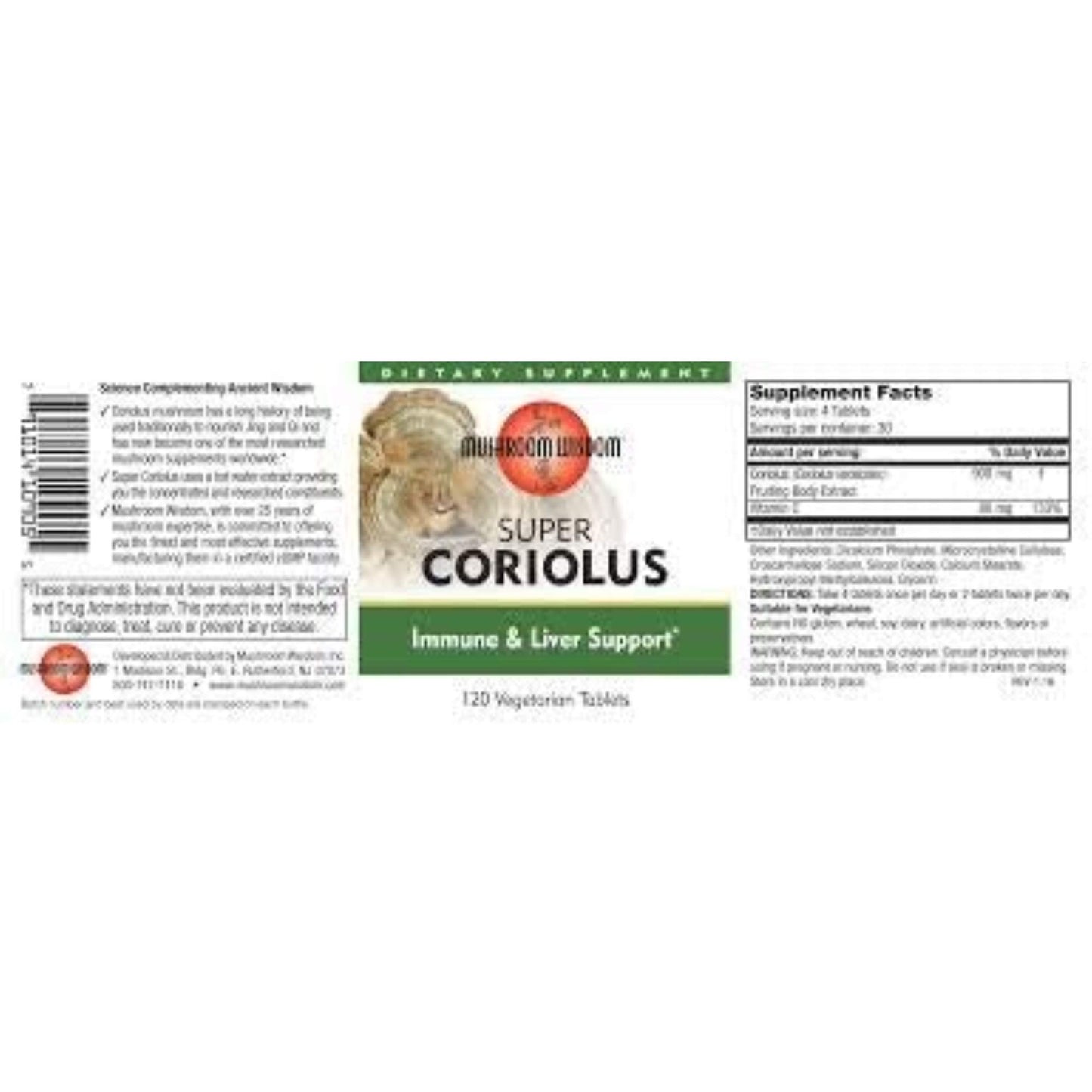 Maitake Mushroom Wisdom Super Coriolus with Maitake D Fraction Tablets 120