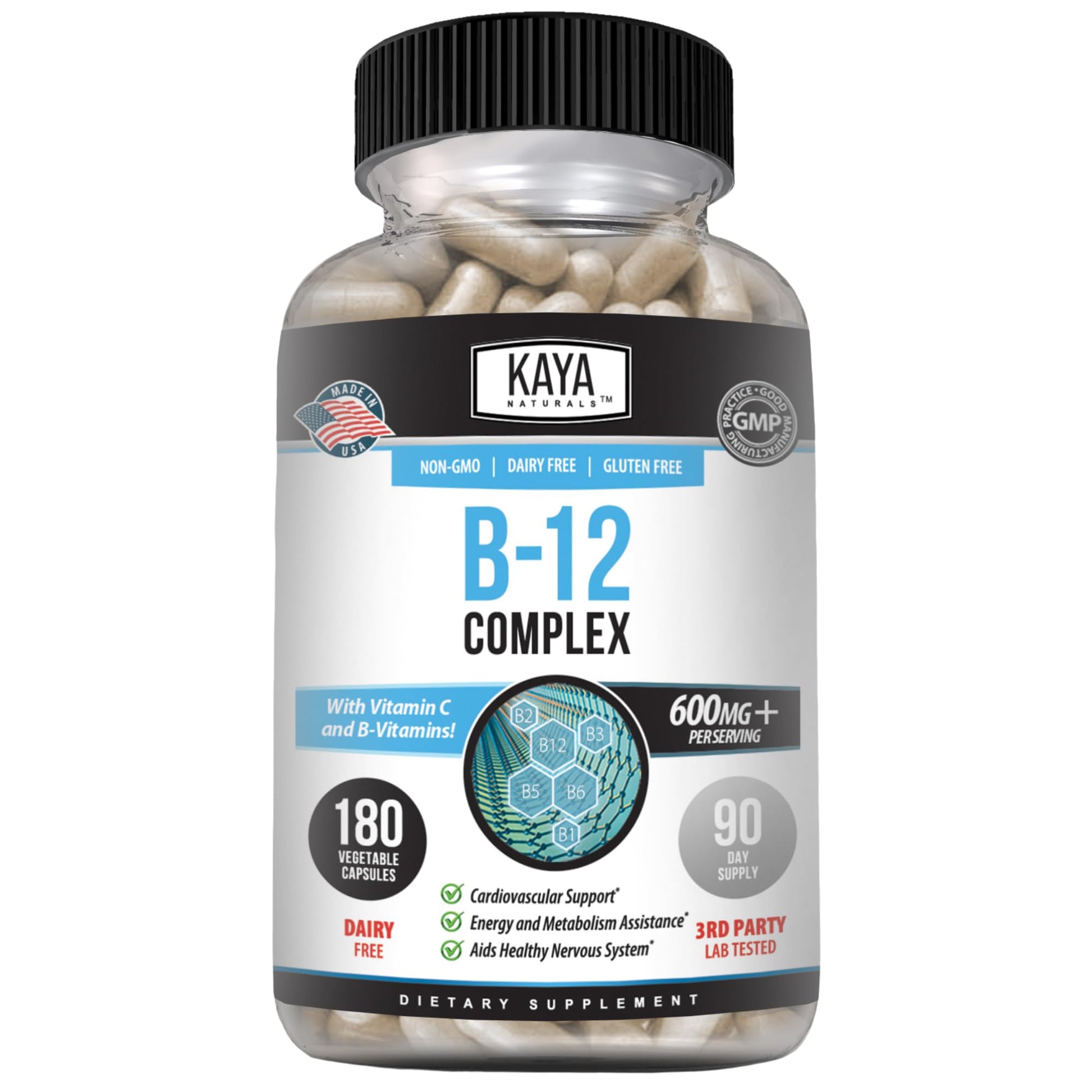 Kaya Naturals B-12 Complex Capsule, 180 Count
