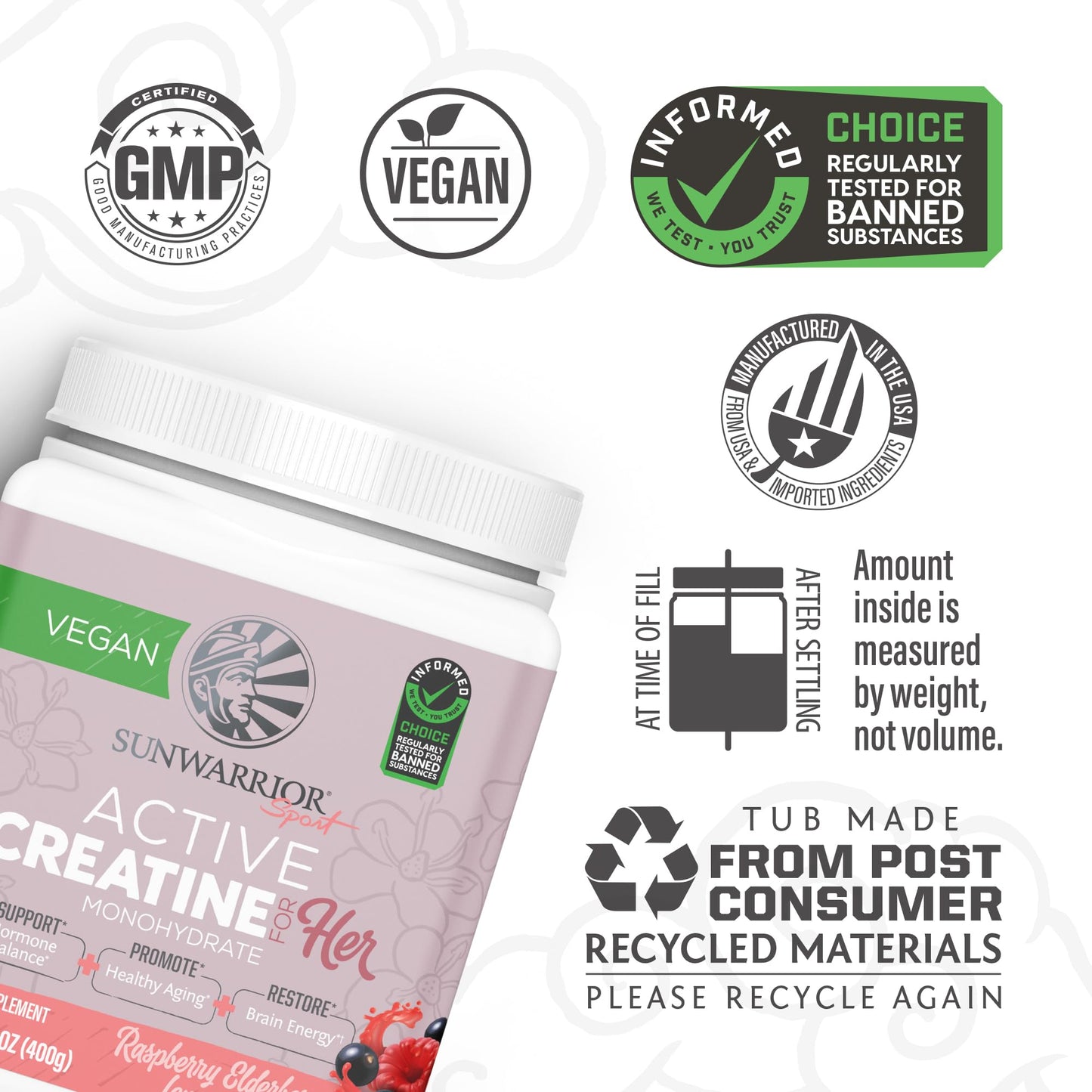 Sunwarrior Amino Acids Energy Powder Blend & Micronized Creatine Monohydrate Powder Set 34.1