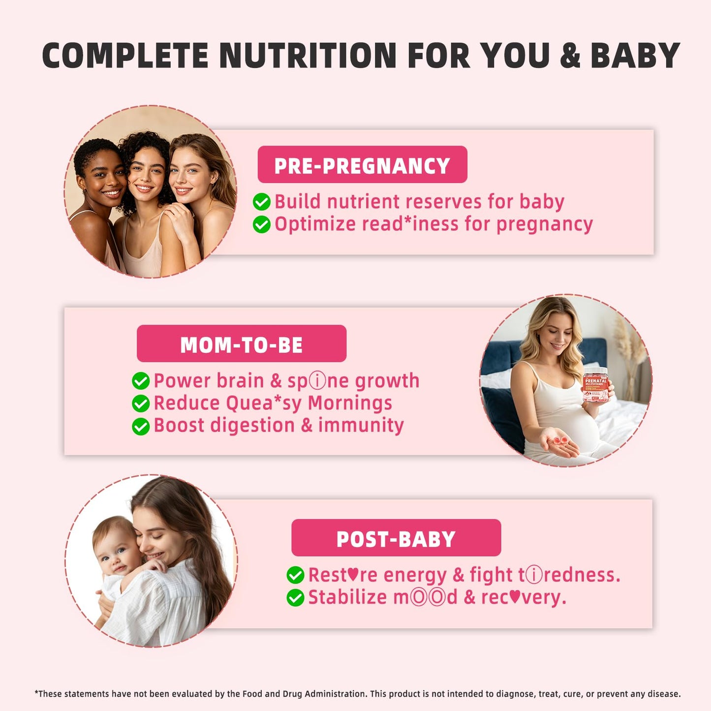 Fleamart Prenatal Vitamins for Women Gummy 60 Count