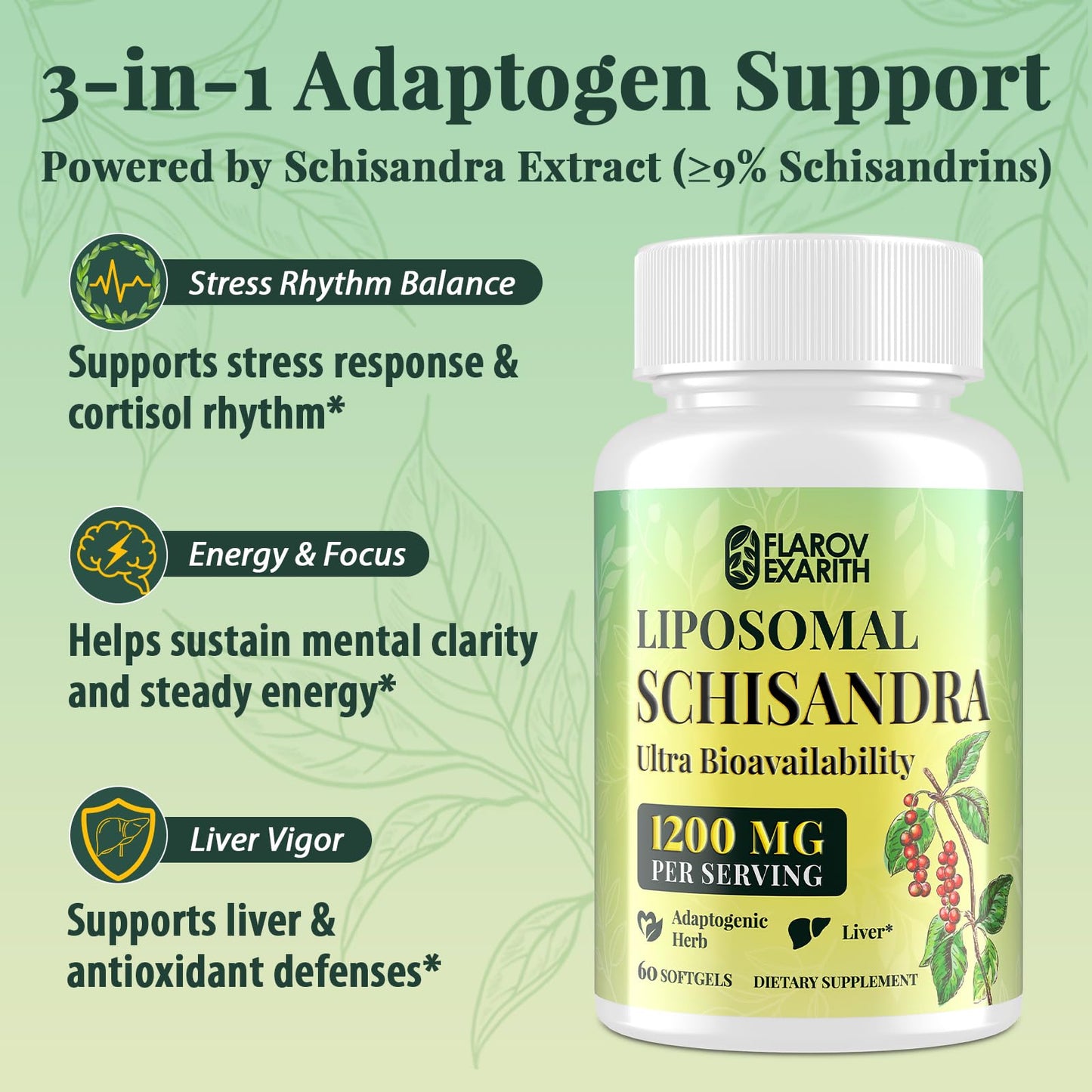 Flarovexarith Liposomal Schisandra Berry Extract 1200mg Softgels 120