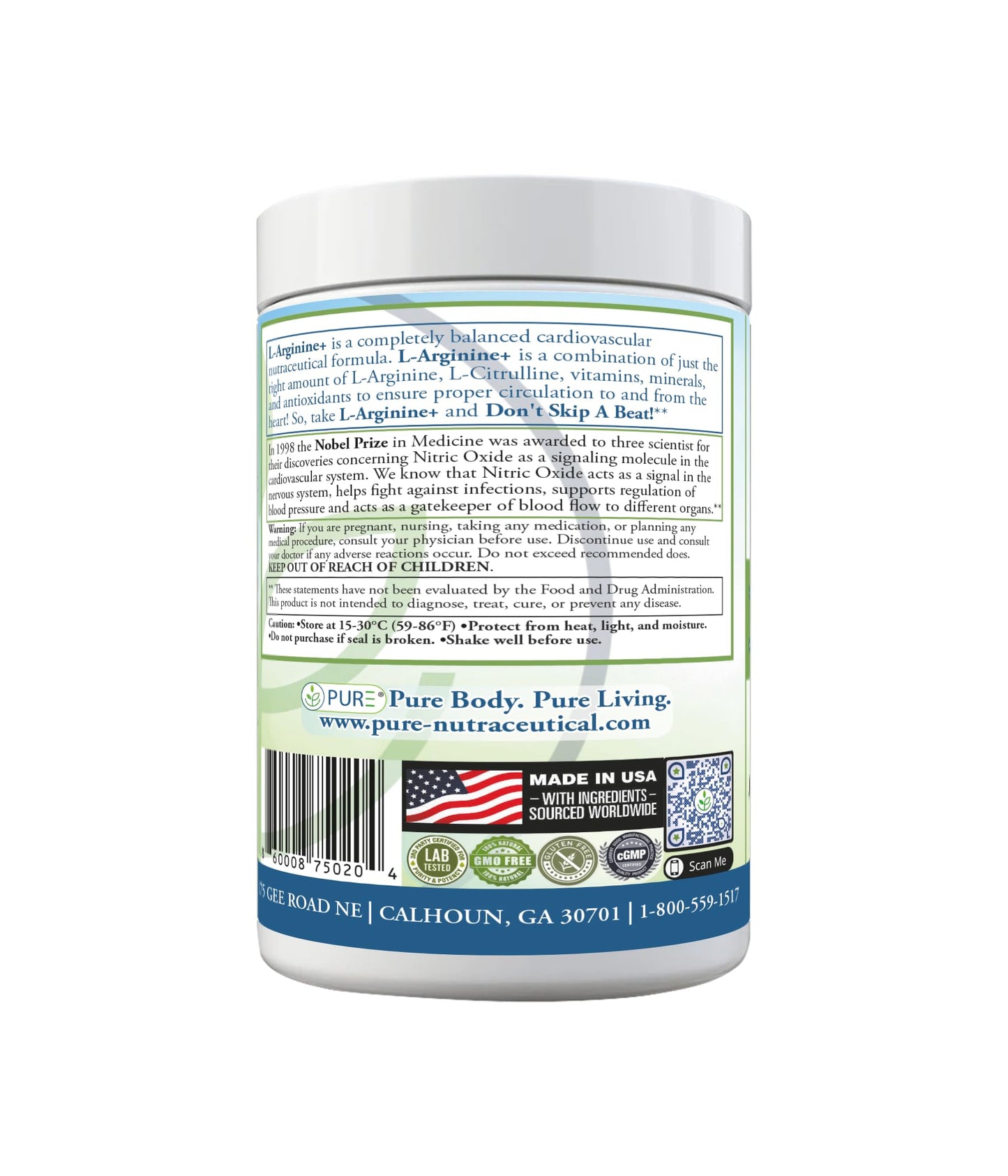 PURE Cardio+ Nitric Oxide Heart & Circulation Support Powder, 13.02 oz