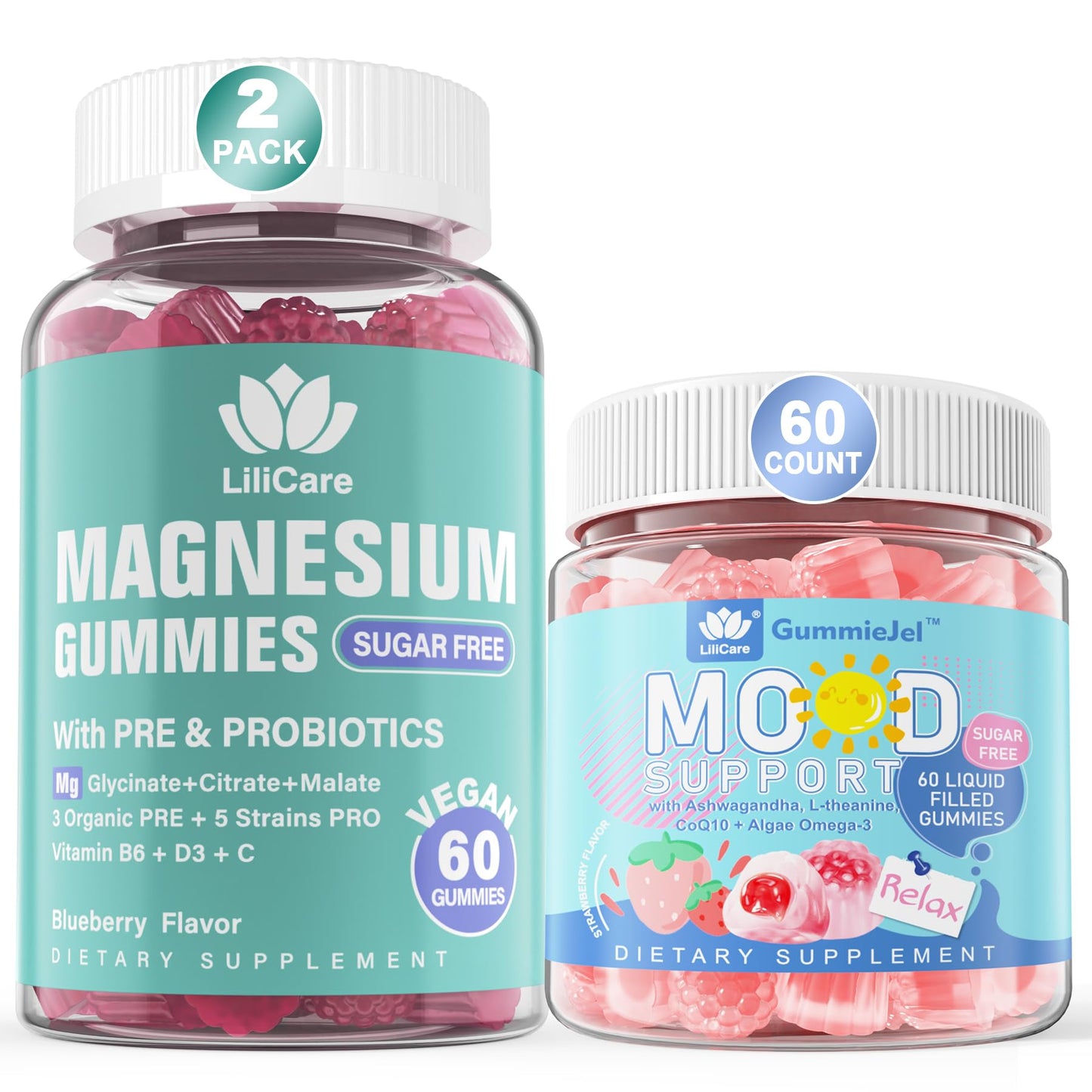 LILICARE Sugar Free Triple Magnesium 400mg Gummies, 180 Count