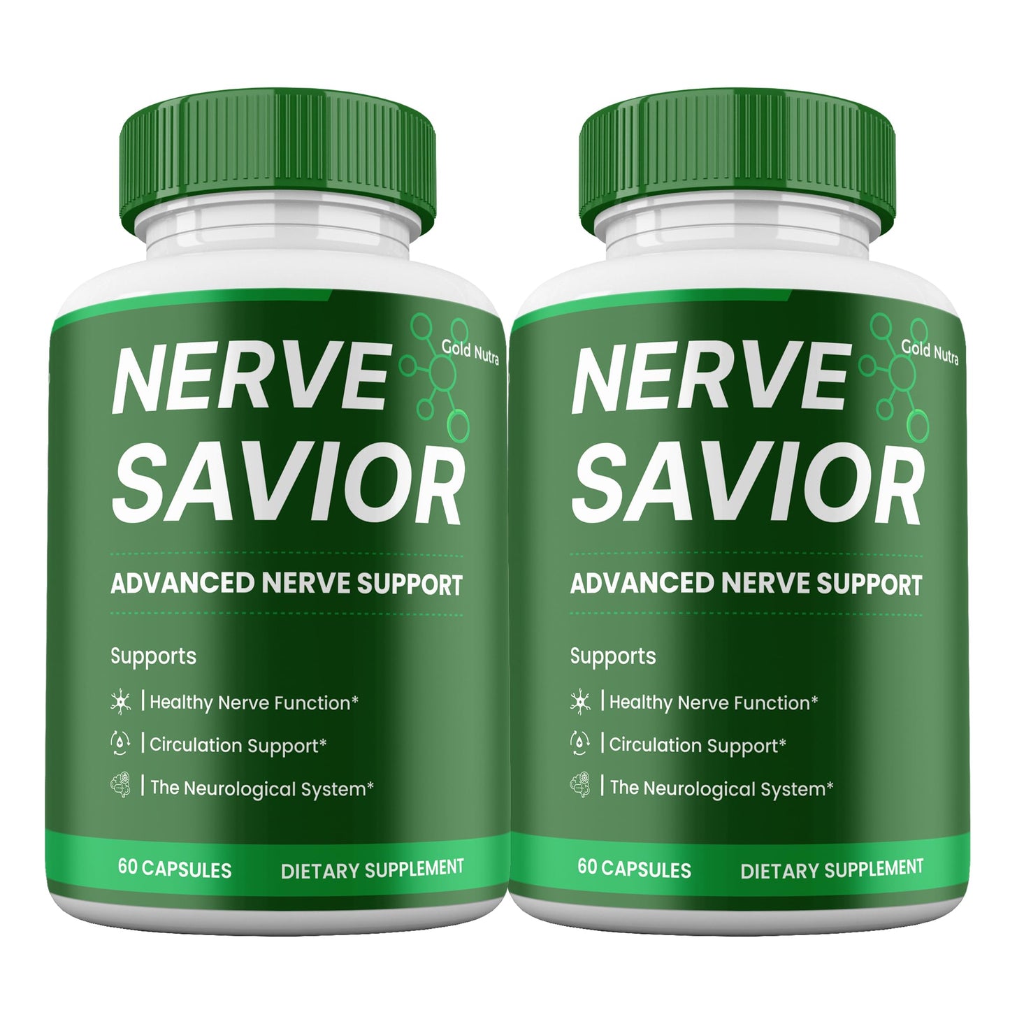 Gold Nutra NerveSavior All Natural Brain and Cognitive Supplement Capsule, 2-Pack
