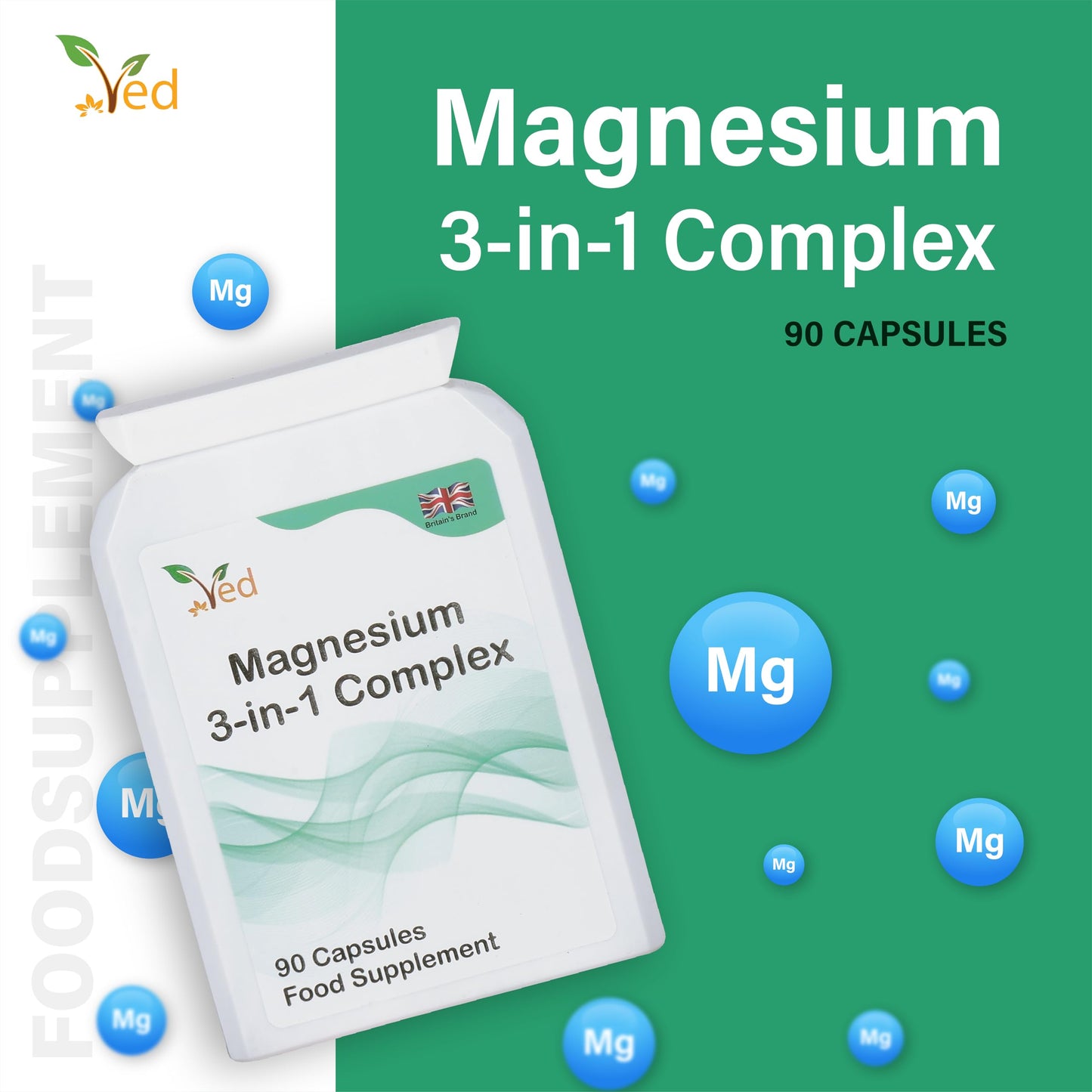 Ved Magnesium 3-in-1 Complex Capsules, 90 Count