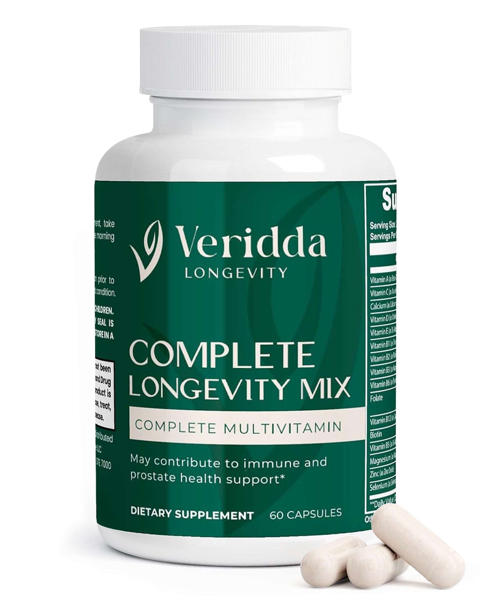 Veridda Longevity Complete Longevity Mix Multivitamin Capsules, 60 Count