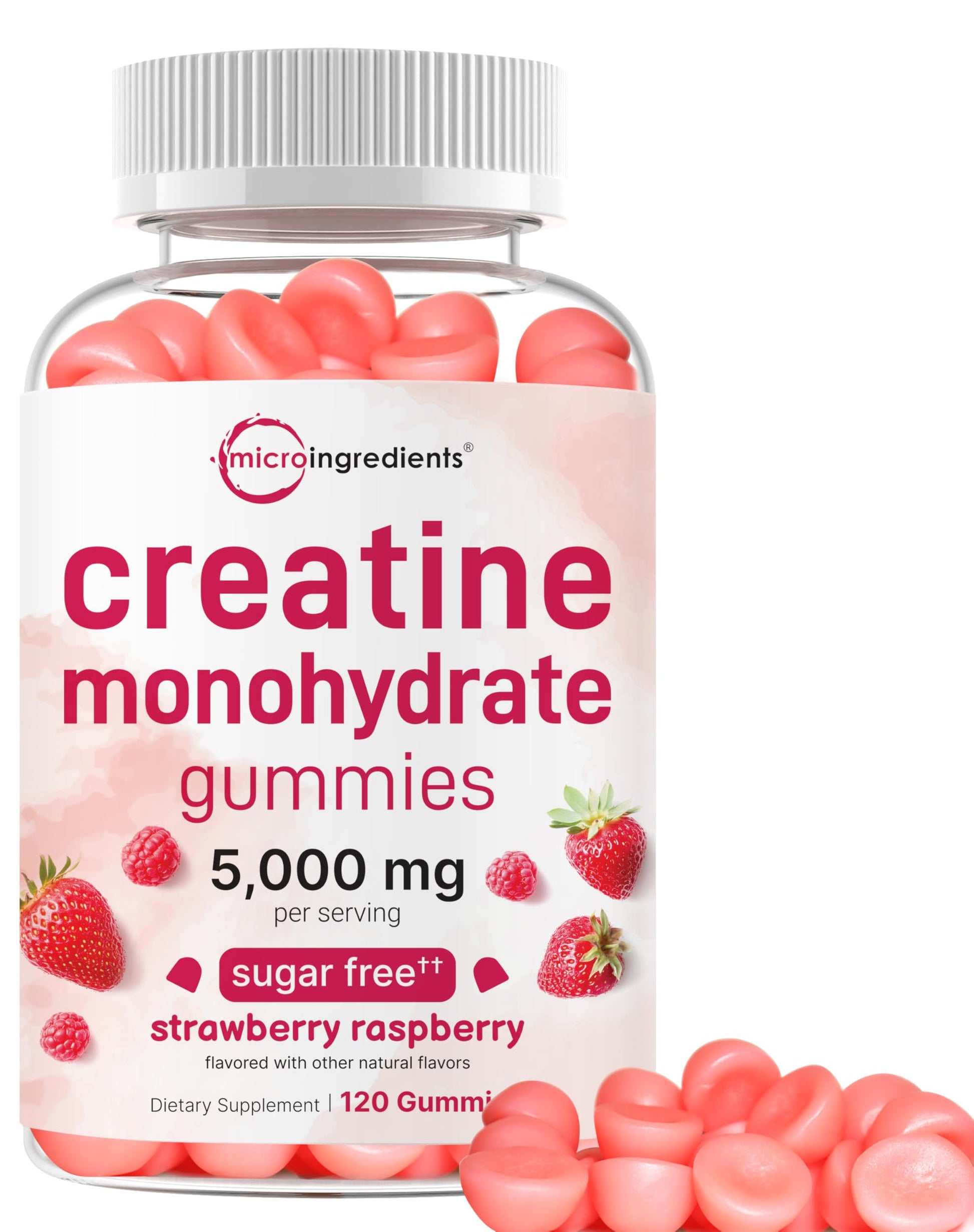 Micro Ingredients Creatine Monohydrate Gummies 5,000mg Per Serving, 120 Gummies