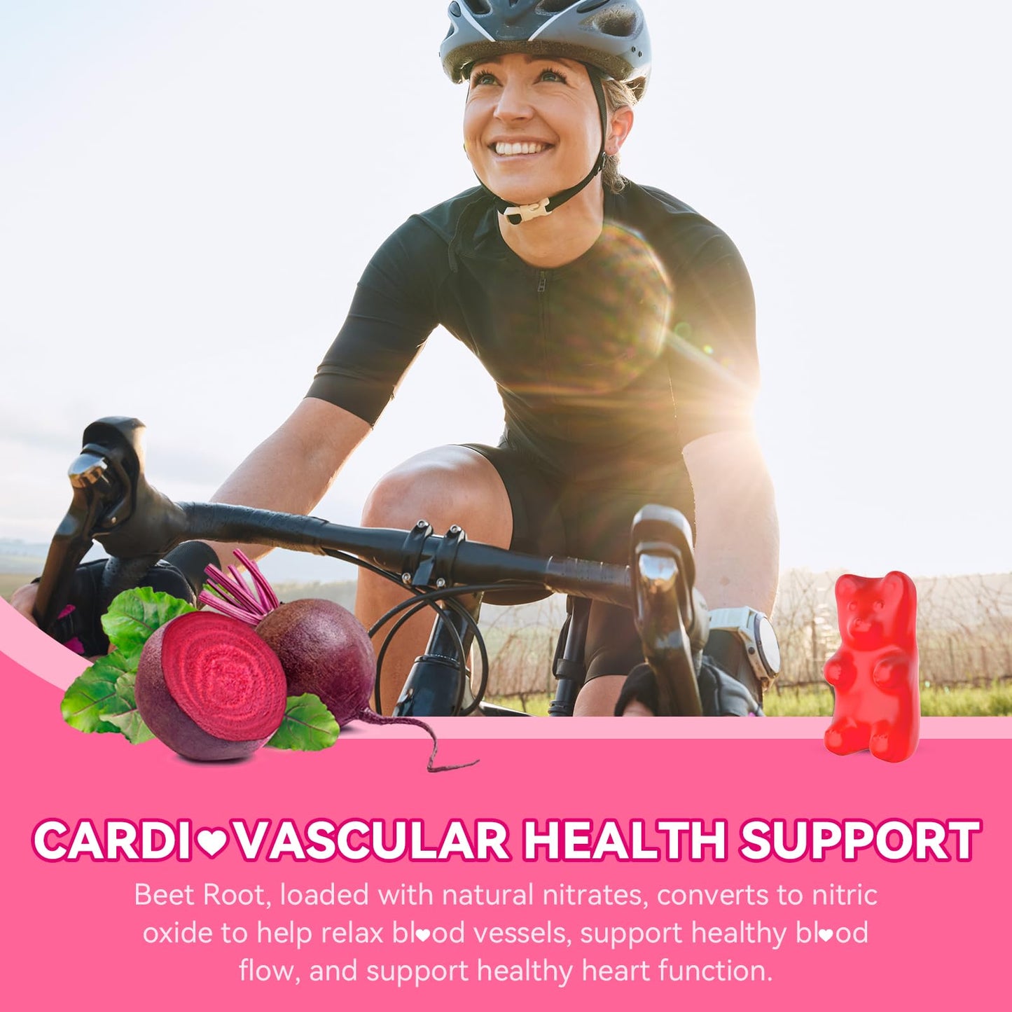 MOORGUMY Beetroot Gummies with Grape Seed, Niacin, CoQ10, Vitamin C, B12, L-Citrulline & L-Arginine, Antioxidant Support, Sugar-Free Beet Root Supplement for Women & Men, 60 Gummies