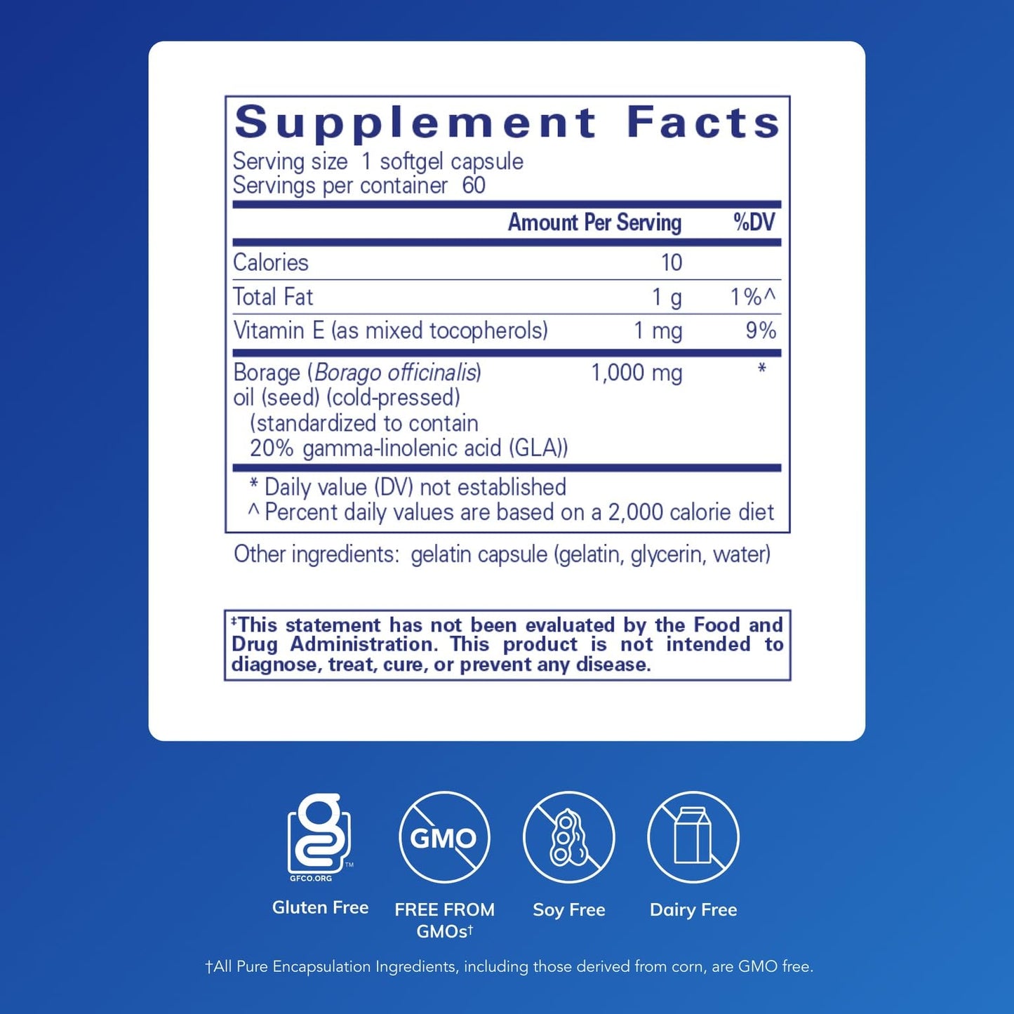 Pure Encapsulations Borage Oil Softgels 60