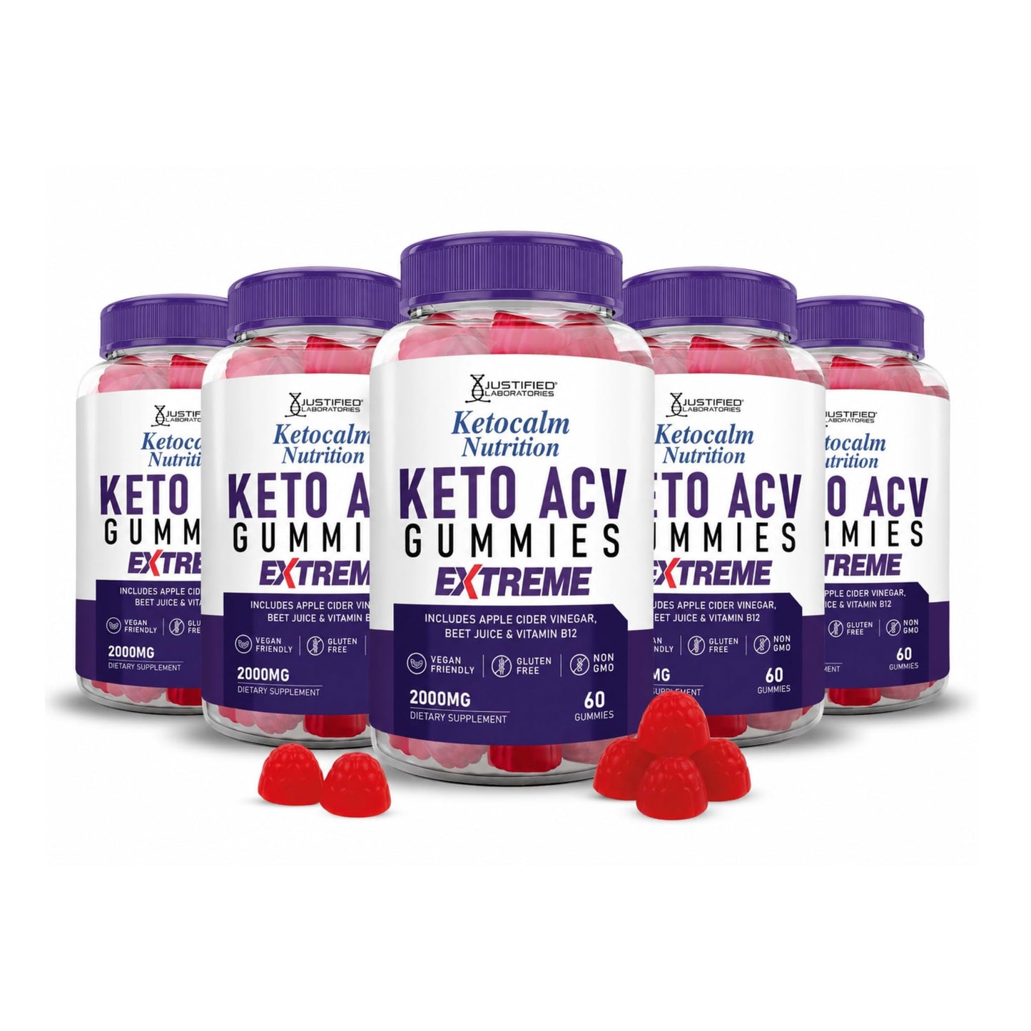 Justified Laboratories Ketocalm Nutrition Keto ACV Gummies Extreme, 300 Gummies