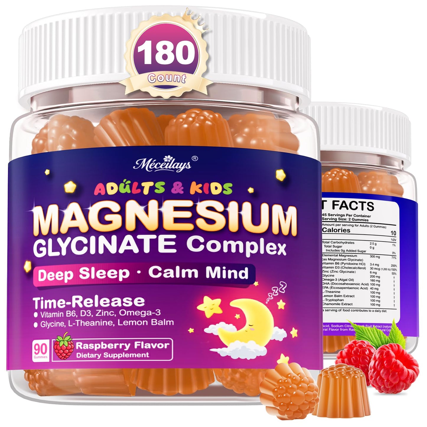 Meceilays Magnesium Glycinate Gummies for Kids 4+ & Adults Gummy, 180 Count