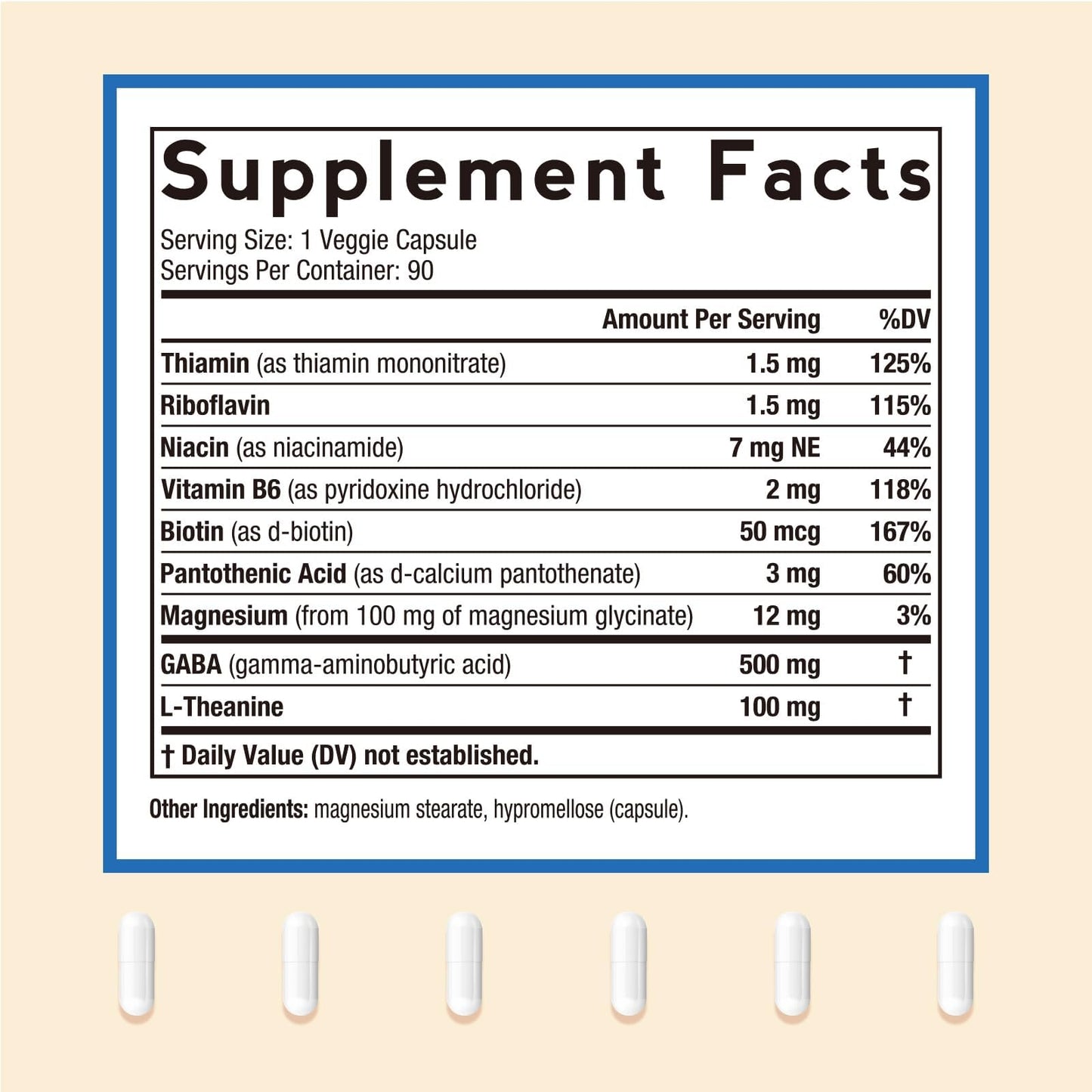 Doctor's Recipes GABA Magnesium Glycinate L-Theanine Supplement 90 Veggie Capsules