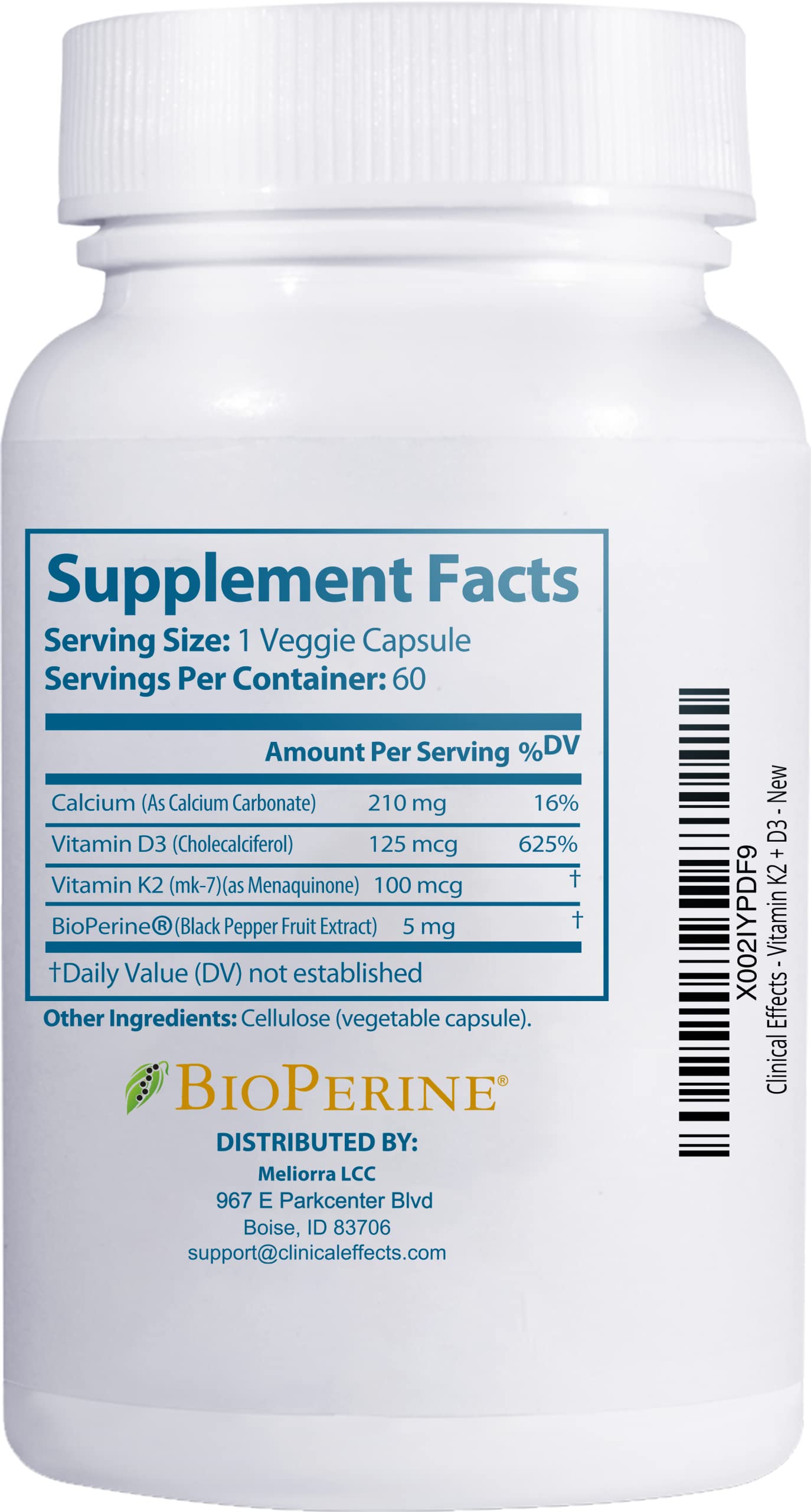 Clinical Effects Vitamin K2 + D3 Capsules 180