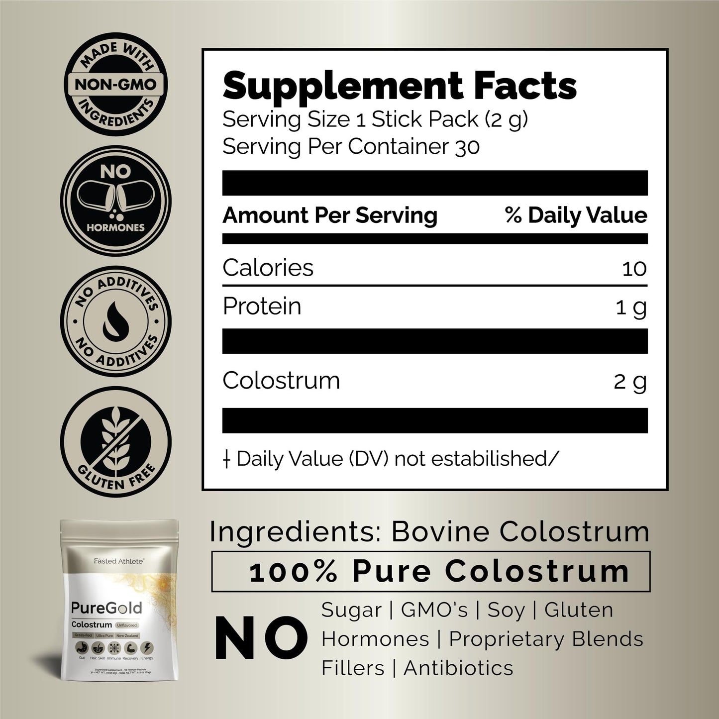 Fasted Athlete PureGold Colostrum Powder 2.12 Ounce