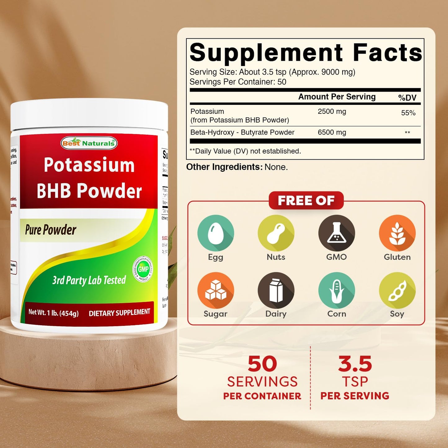 Best Naturals Potassium BHB Powder, 16 oz