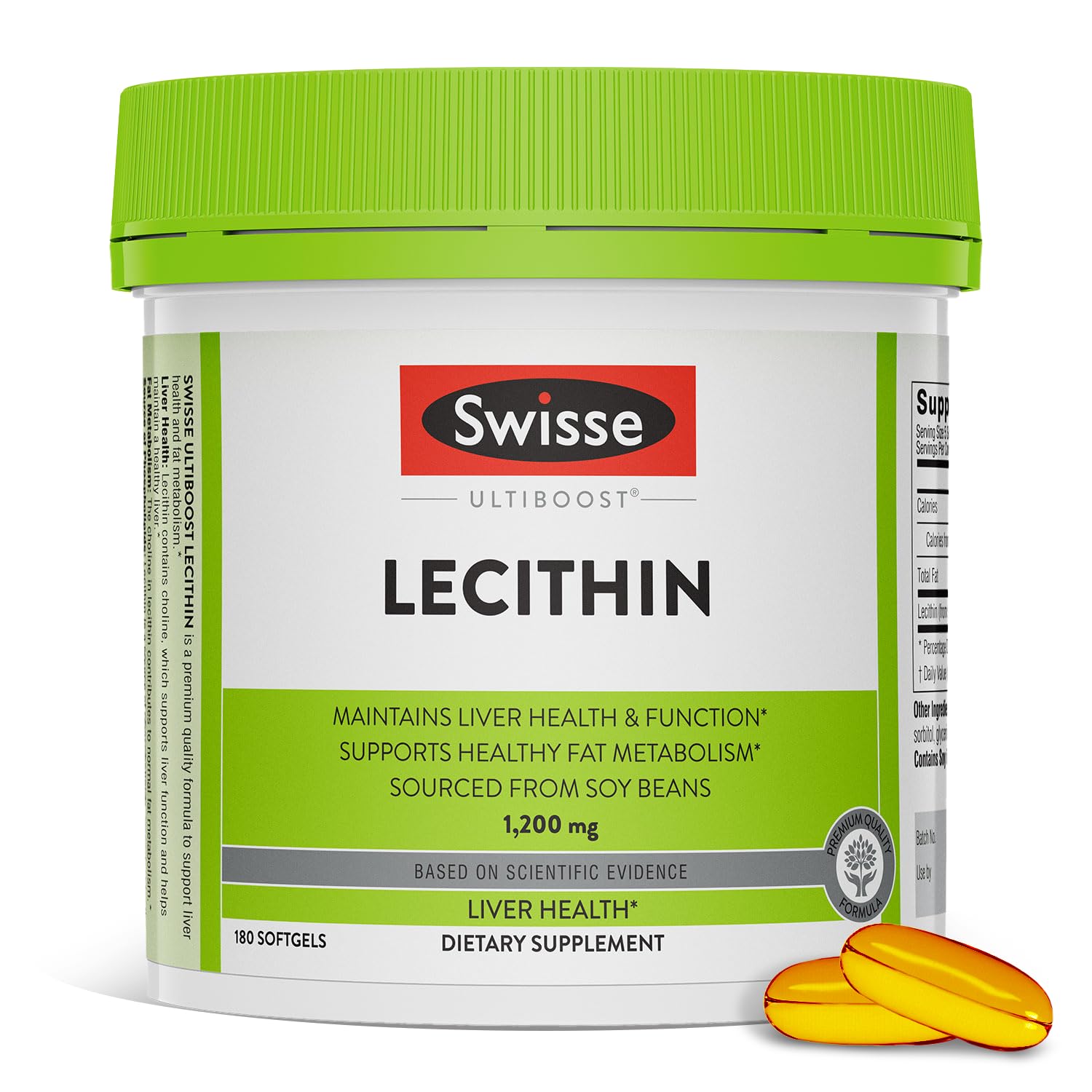 Swisse Soy Lecithin 1200mg Softgels, 180 Count