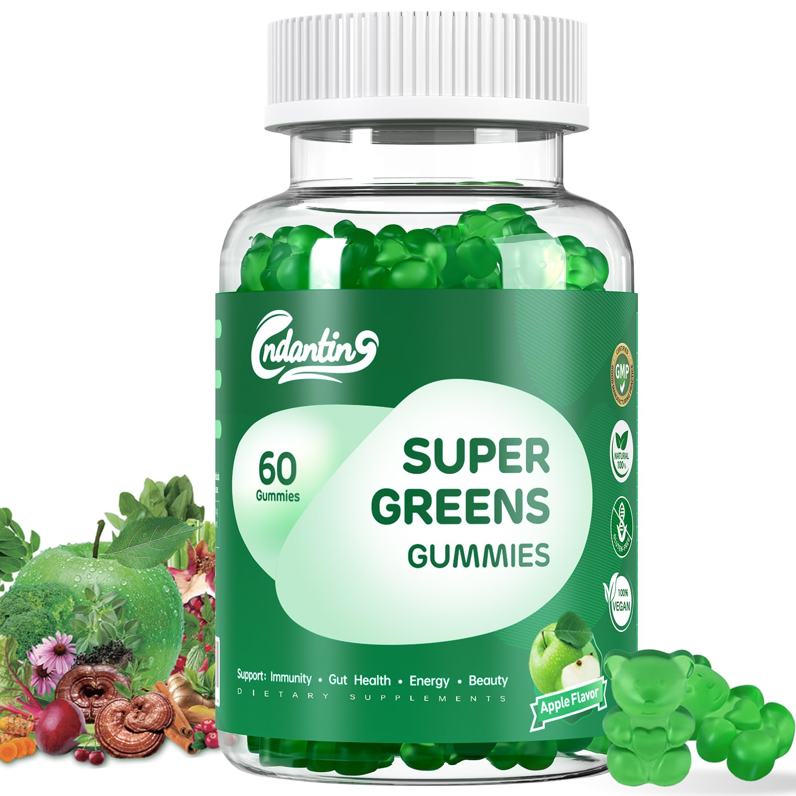 CNDANTING Multivitamin Super Greens Gummies Gummy 1 Count