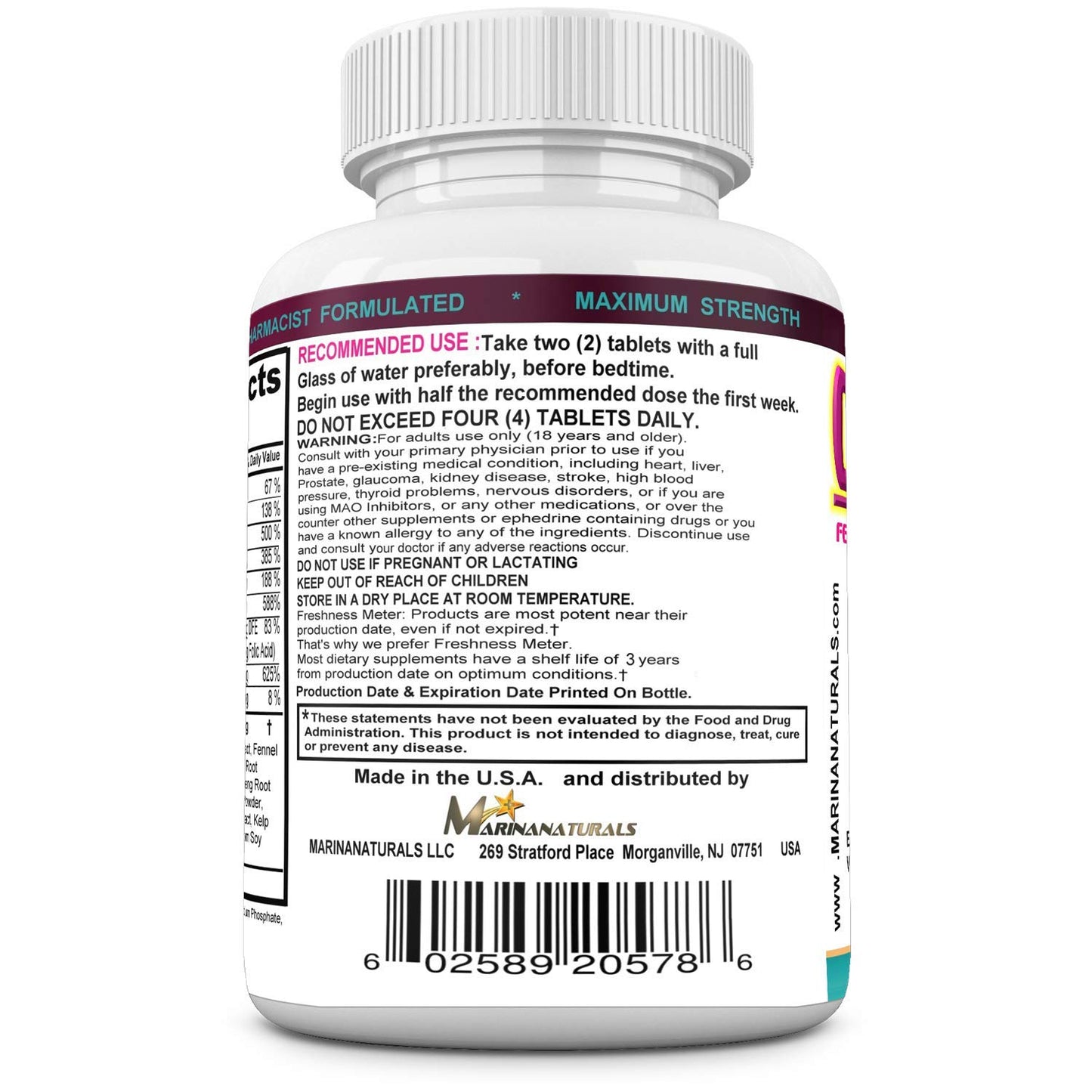 MARINANATURALS CURVIMAX Female Breast Enhancement and Enlargement Pills, 60 Tablets