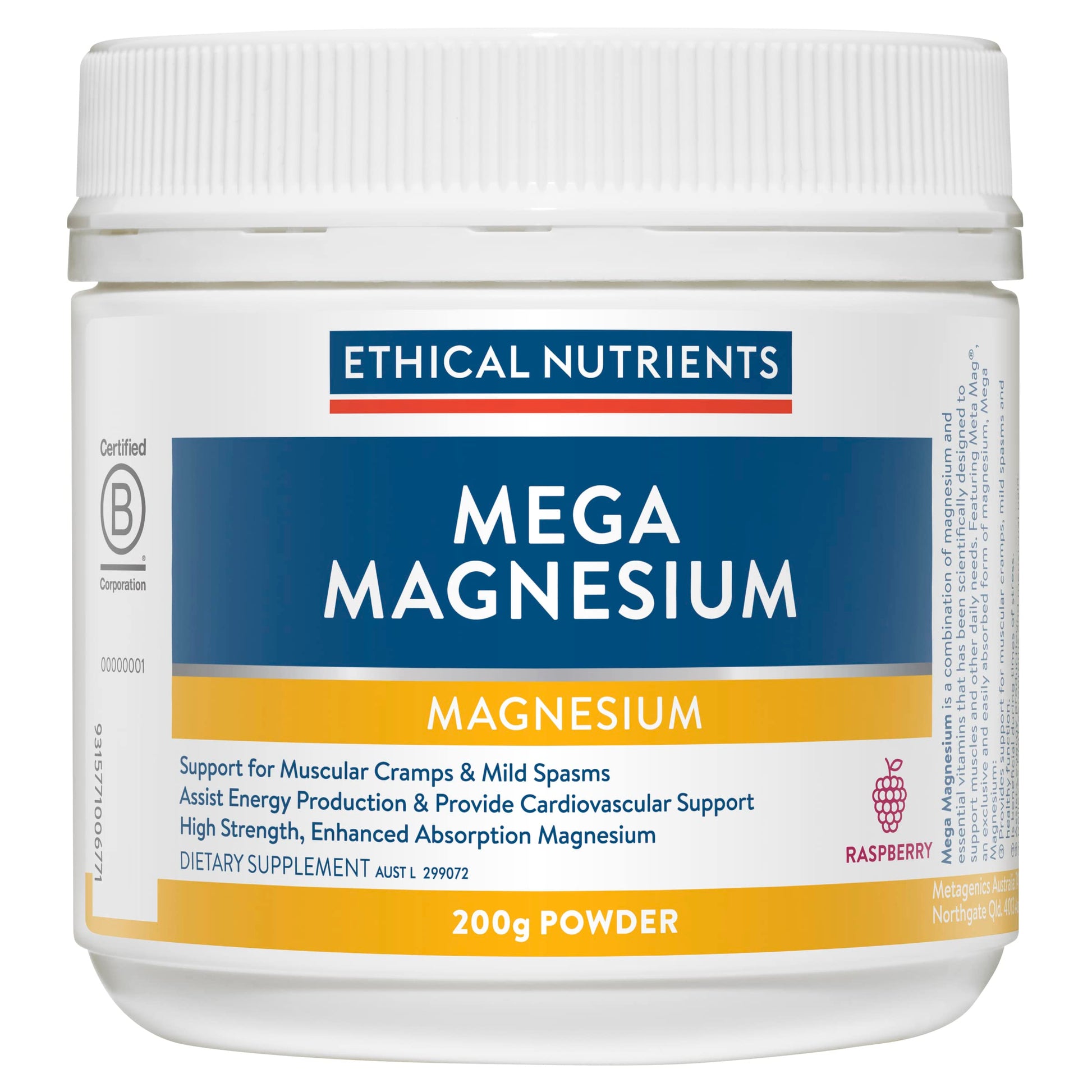 Ethical Nutrients MEGAZORB Mega Magnesium Powder Raspberry 1 Count