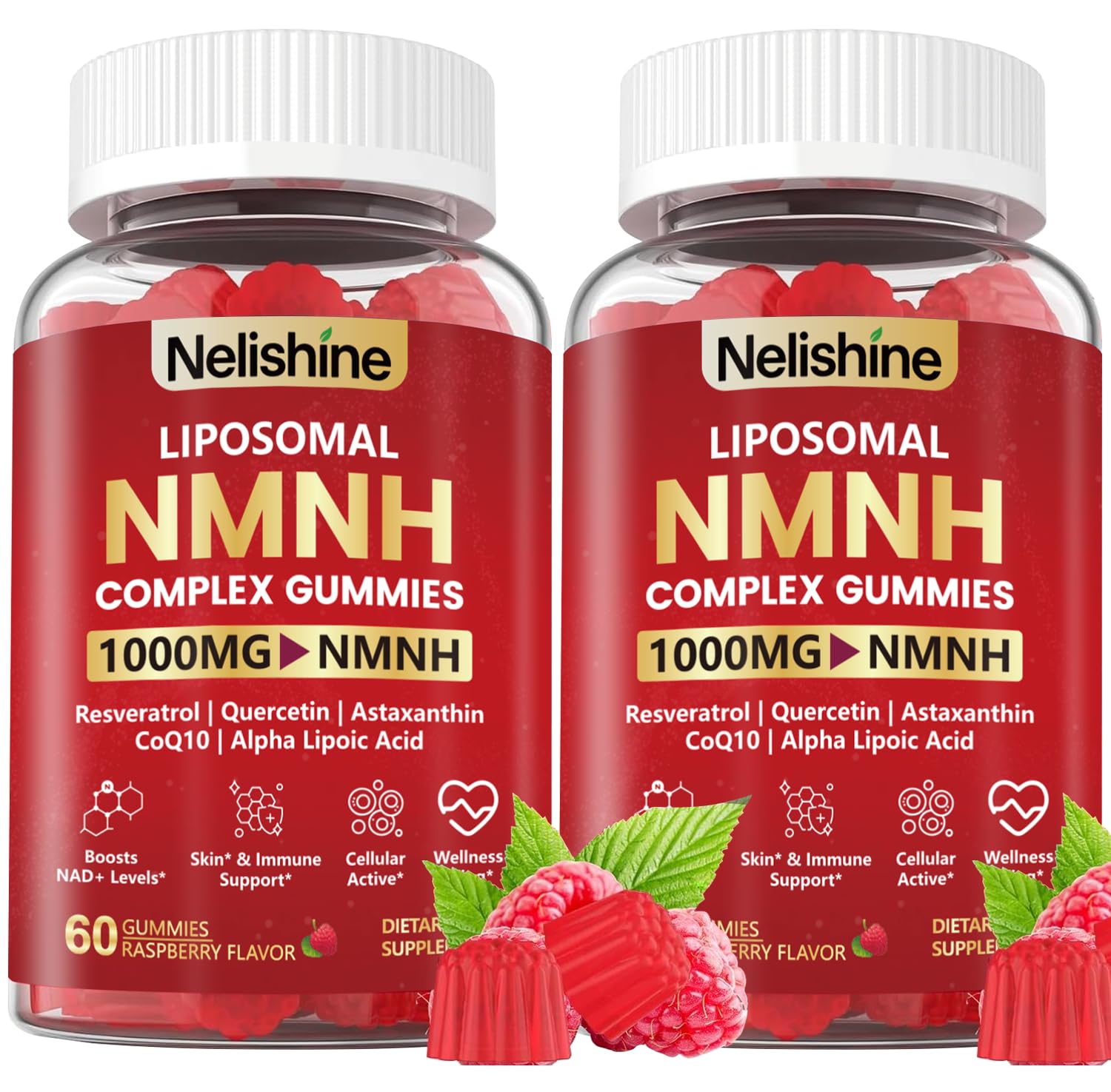 Nelishine NMN Liposomal NMNH Gummies NAD Supplement, 120 Gummies