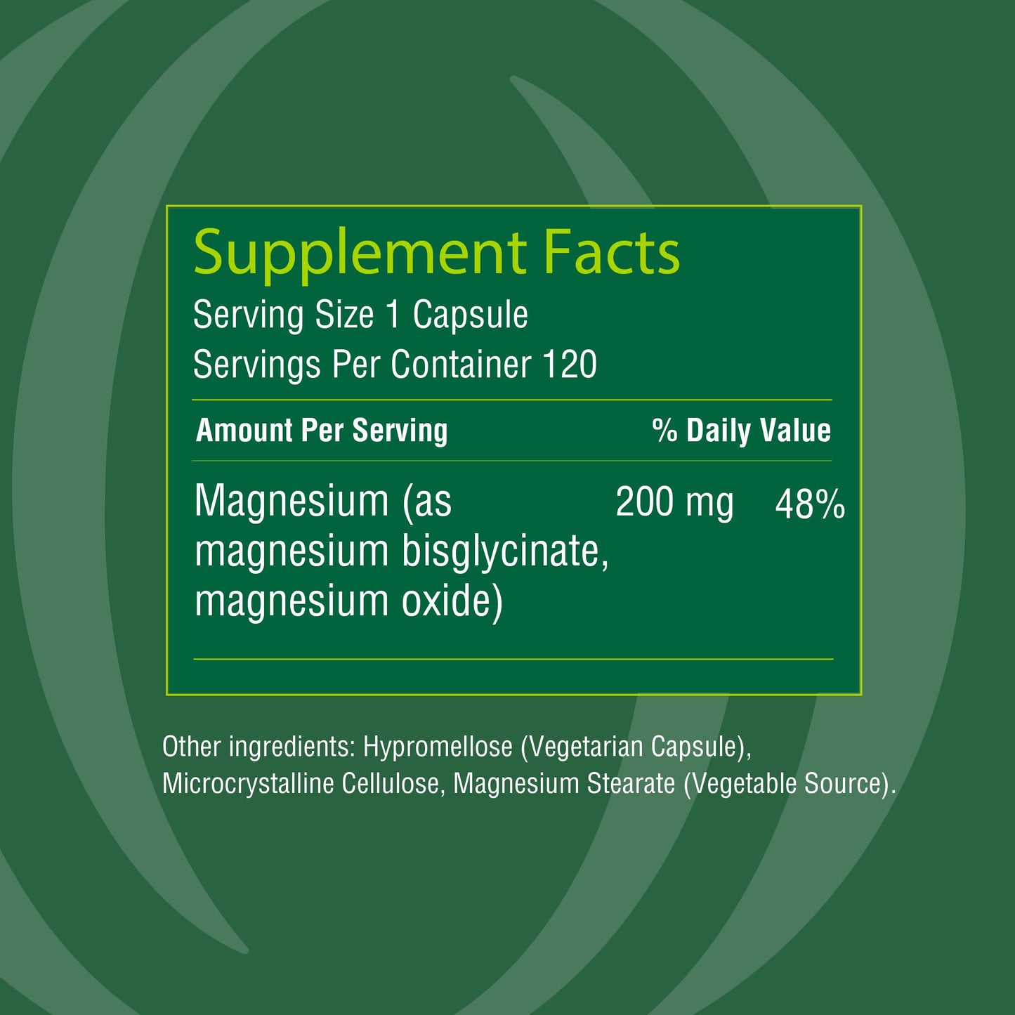 Organika Magnesium Bisglycinate 200 mg Capsules 120 Count