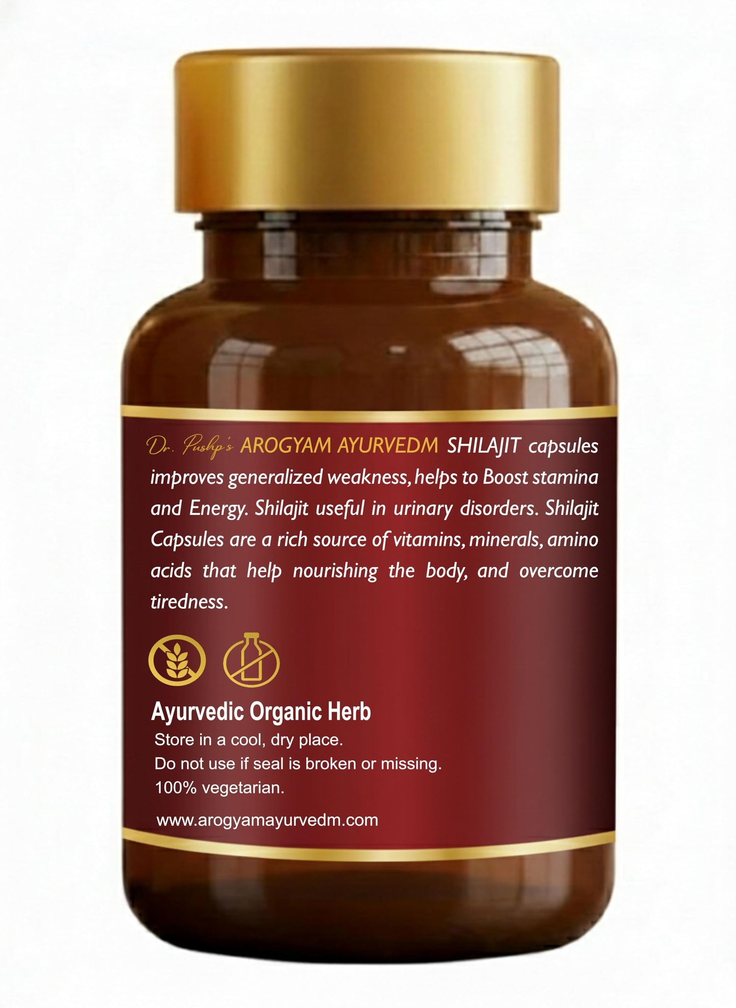 Smaart Health Dr. Pushp's Arogyam Ayurvedm Shilajit Tablets | Shilajit Extract | Herbal Ayurvedic Wellness Supplement for Energy, Vitality & Stamina Support | 60 Tablets