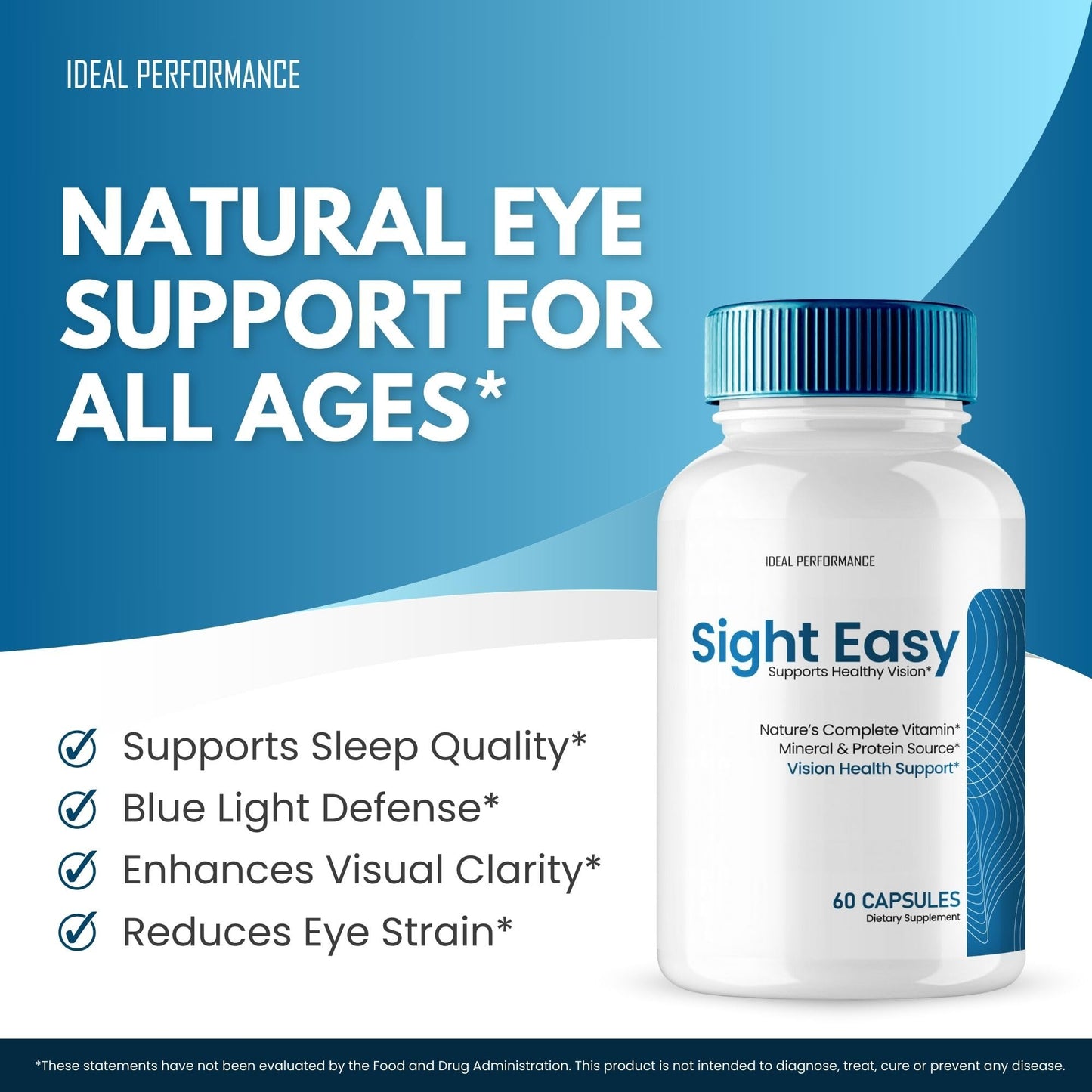 IDEAL PERFORMANCE Sight Easy Eye Vitamins & Mineral Supplements Capsules, 120 Capsules