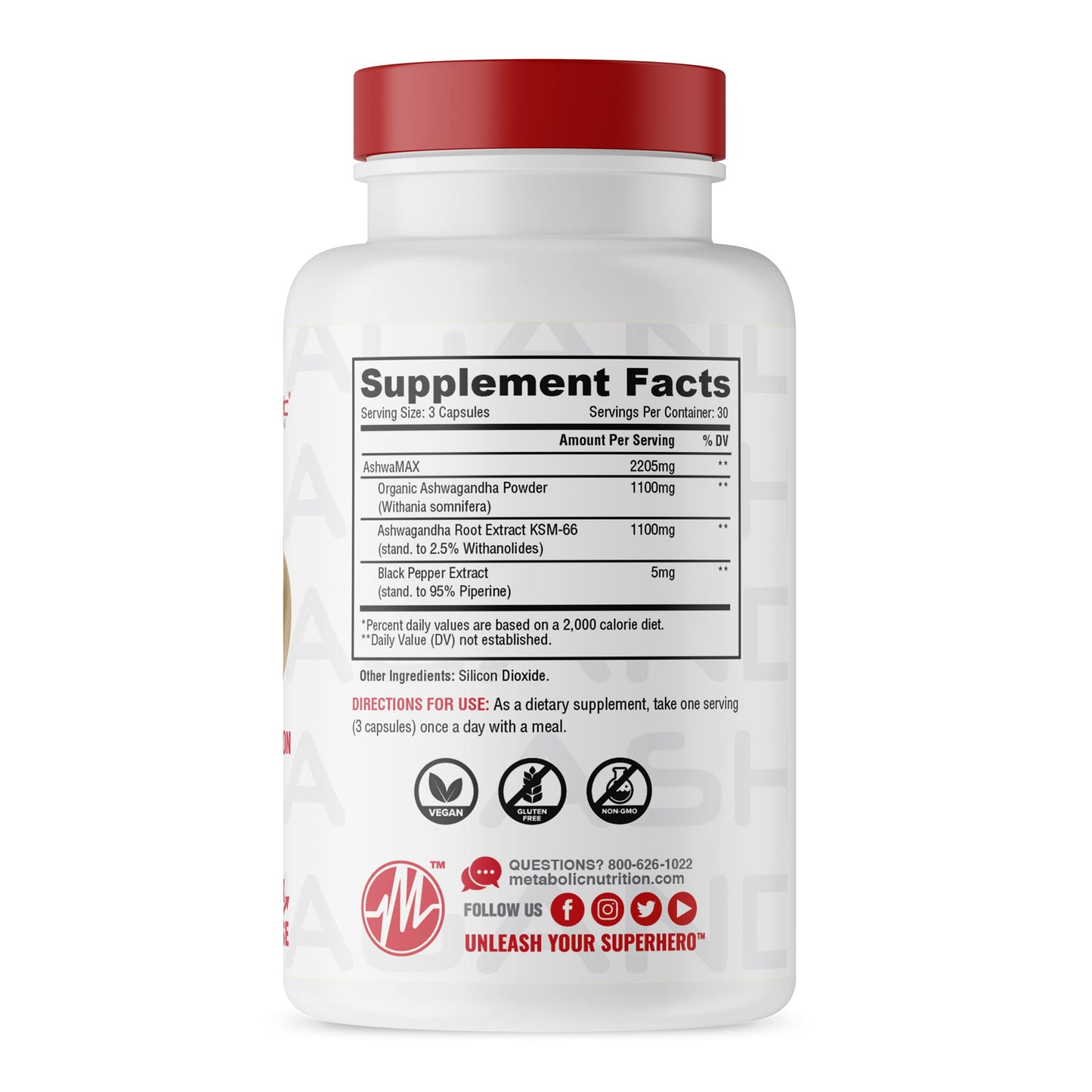 Metabolic Nutrition Ashwagandha 2200mg Capsules, 90 Count