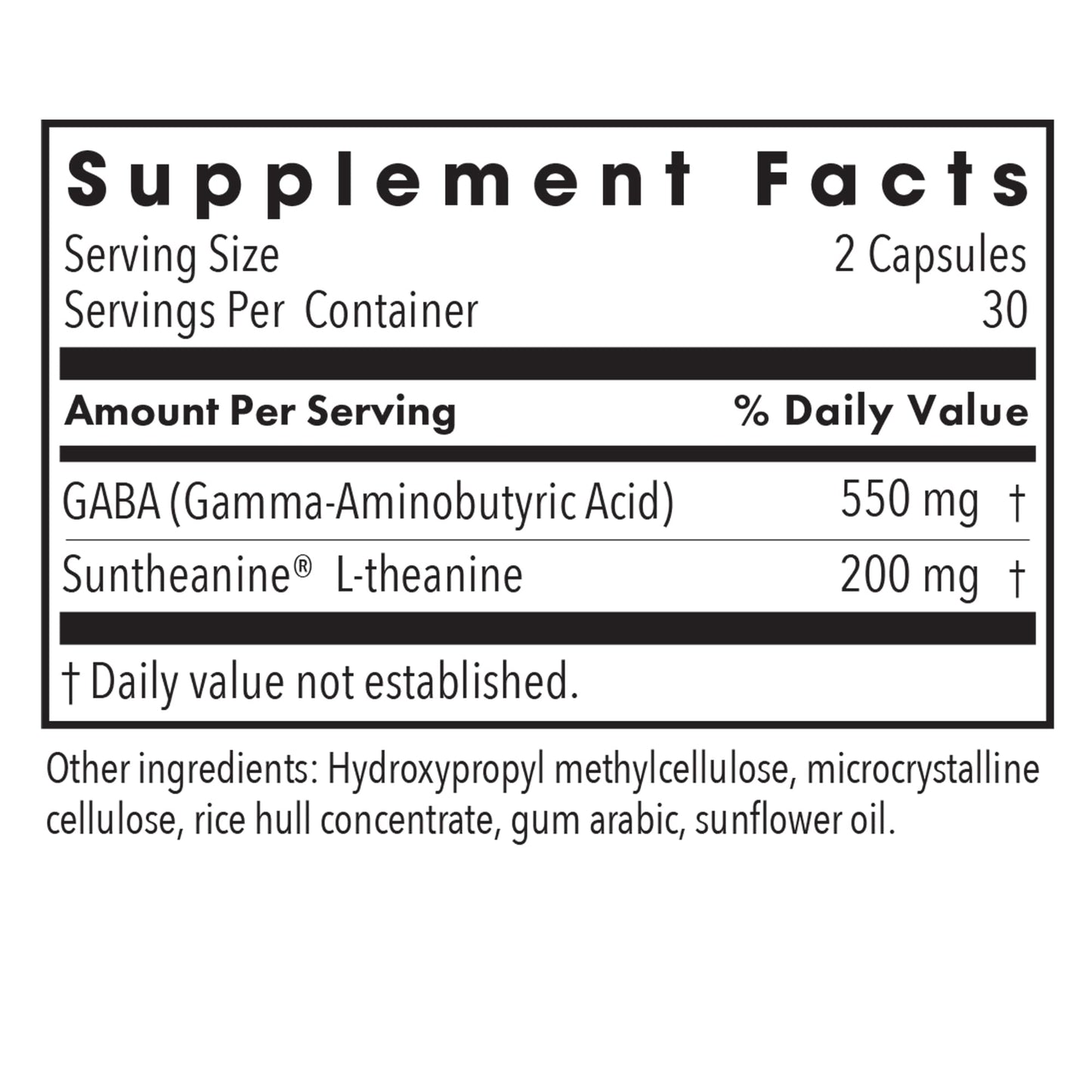 Allergy Research Group Zen GABA L-Theanine Supplement Capsule, 60 Vegetarian Capsules