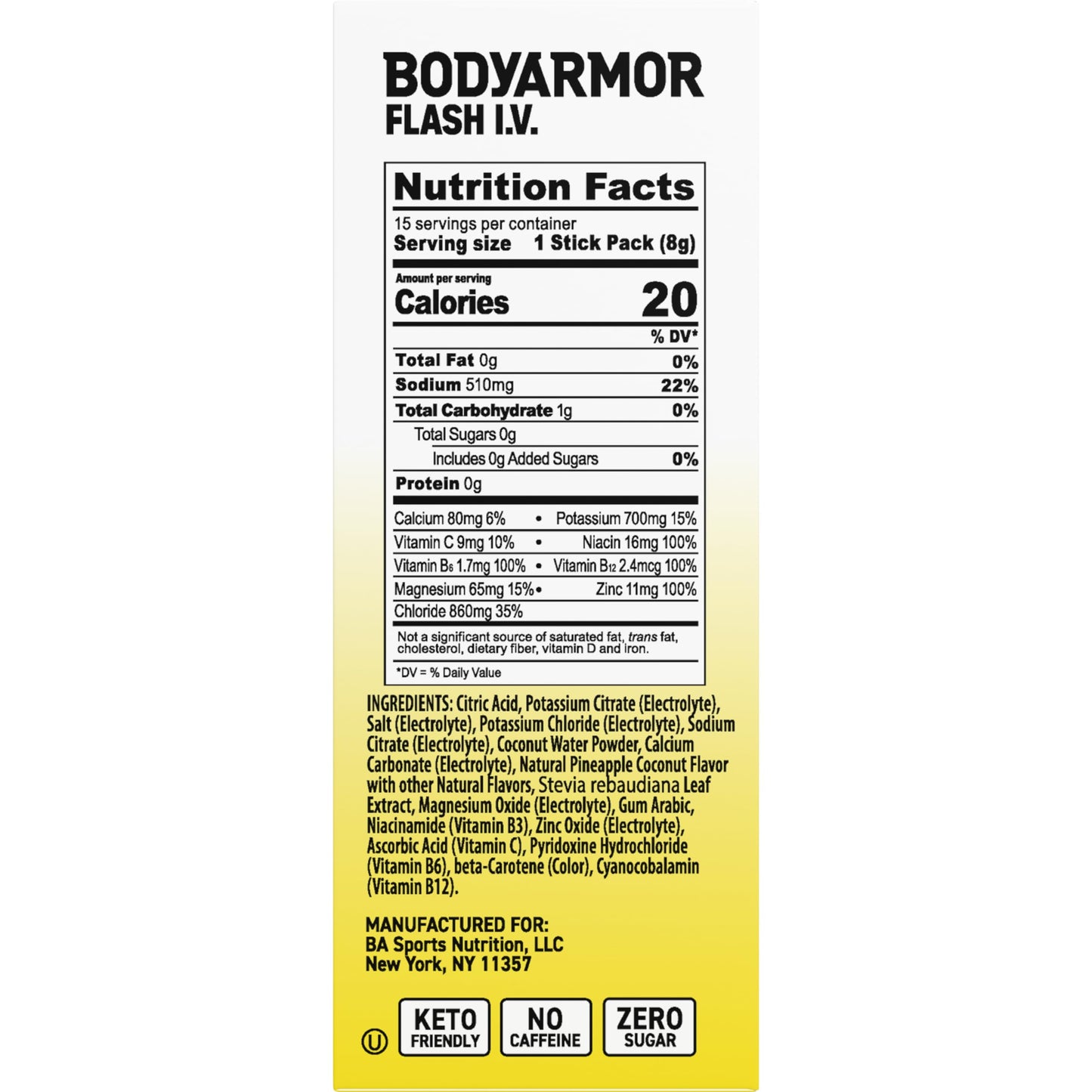BODYARMOR Flash IV Zero Sugar Electrolyte Mix Powder 3.75 oz