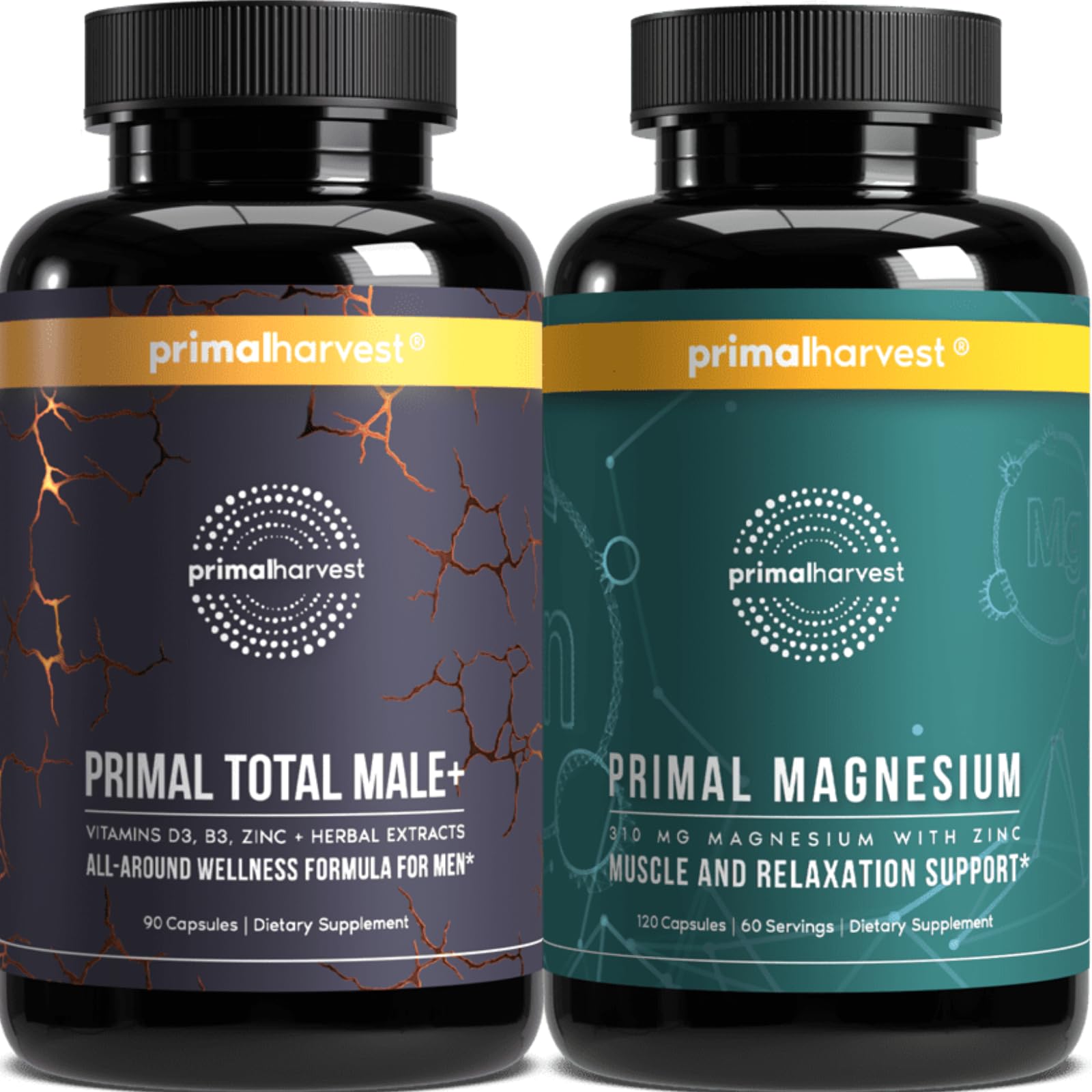 Primal Harvest Total Male+ & Magnesium Supplement Capsules, 2 Pack