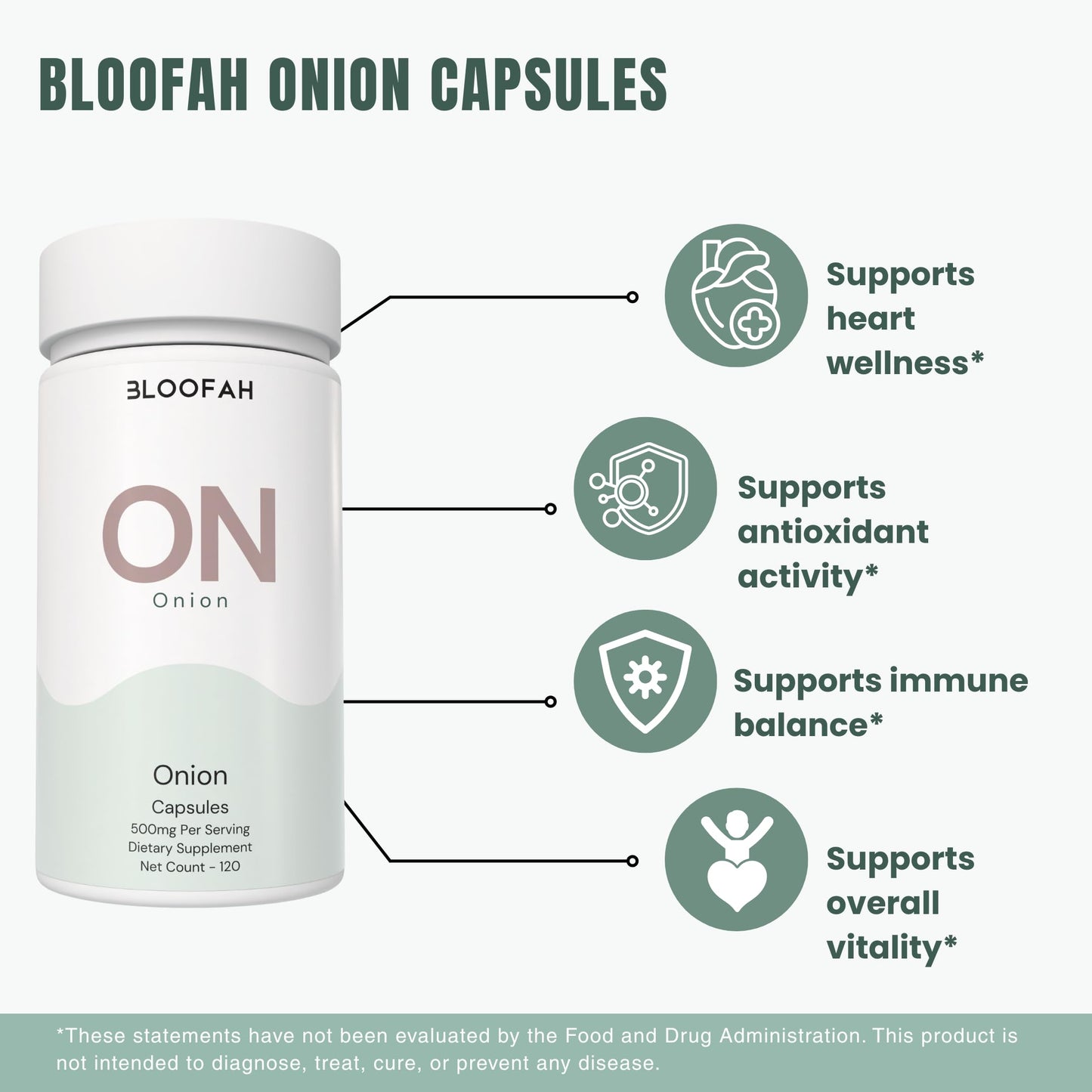 Bloofah Onion Extract Capsules 500mg, 120 Count