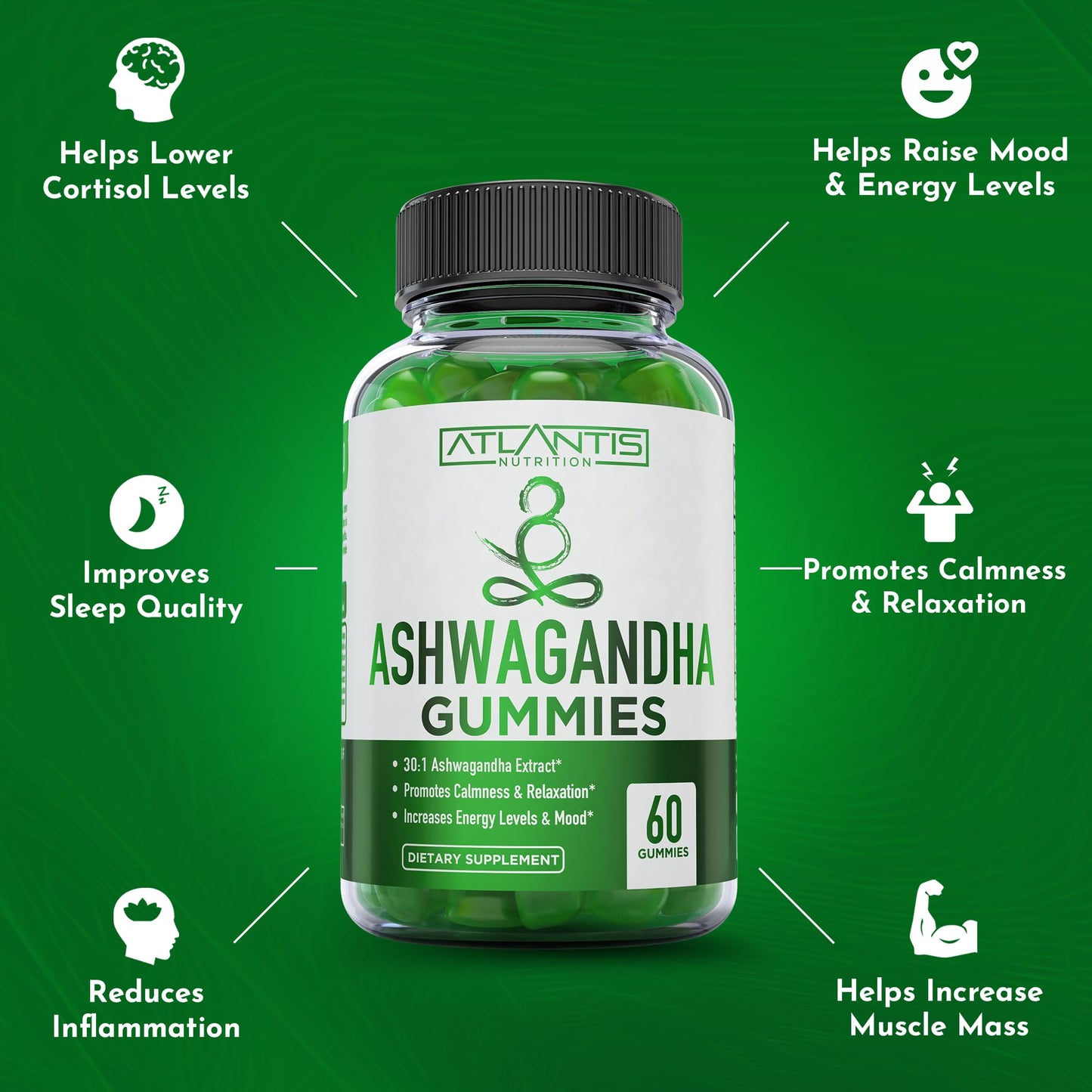 Atlantis Nutrition Ashwagandha Gummies 60 Count