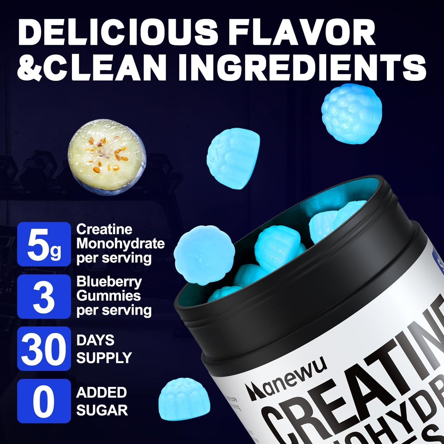 Manewu Creatine Monohydrate Gummy 90 Count
