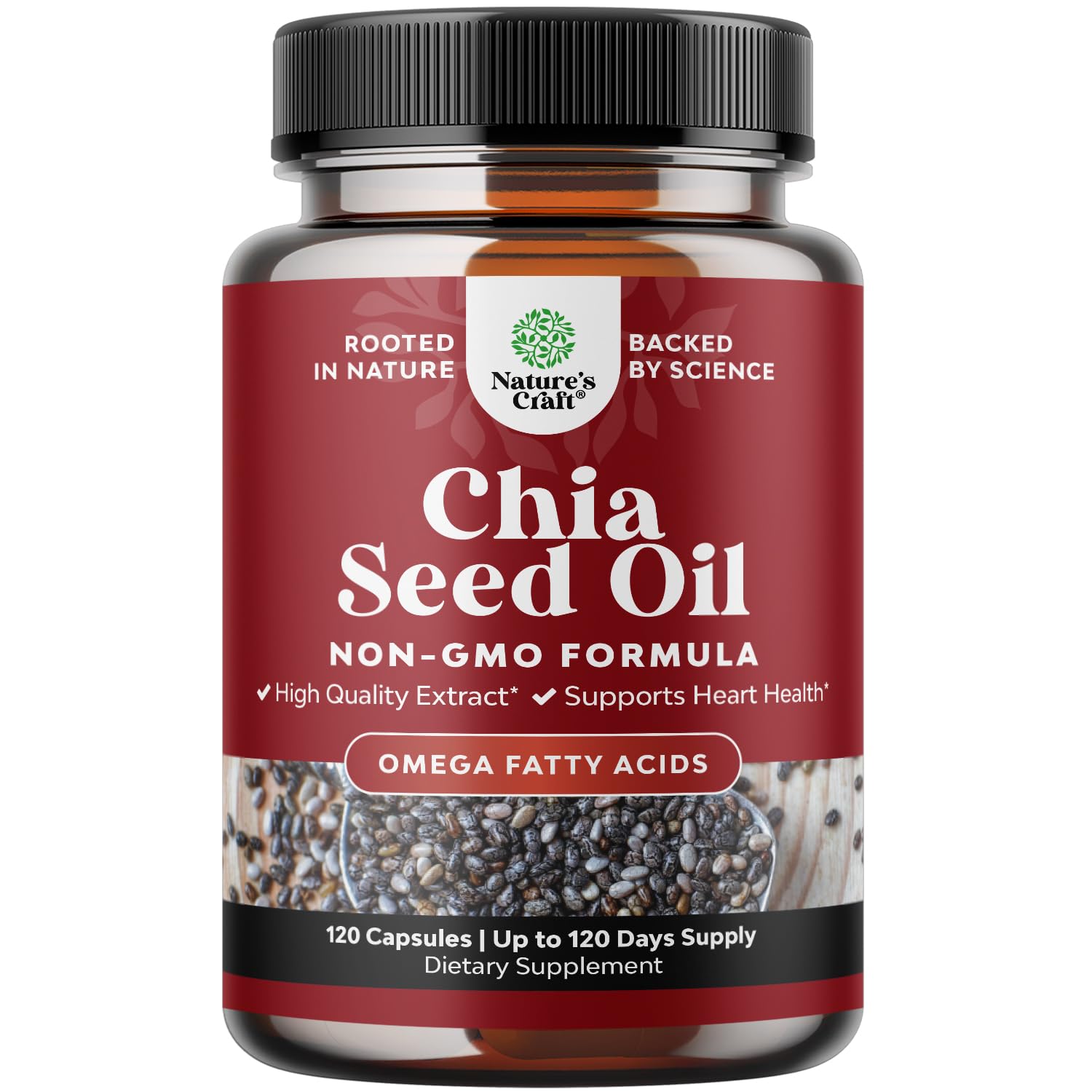 Natures Craft Chia Seed Oil Extract, Omega-3-6-9 Supplement, 120 Capsules